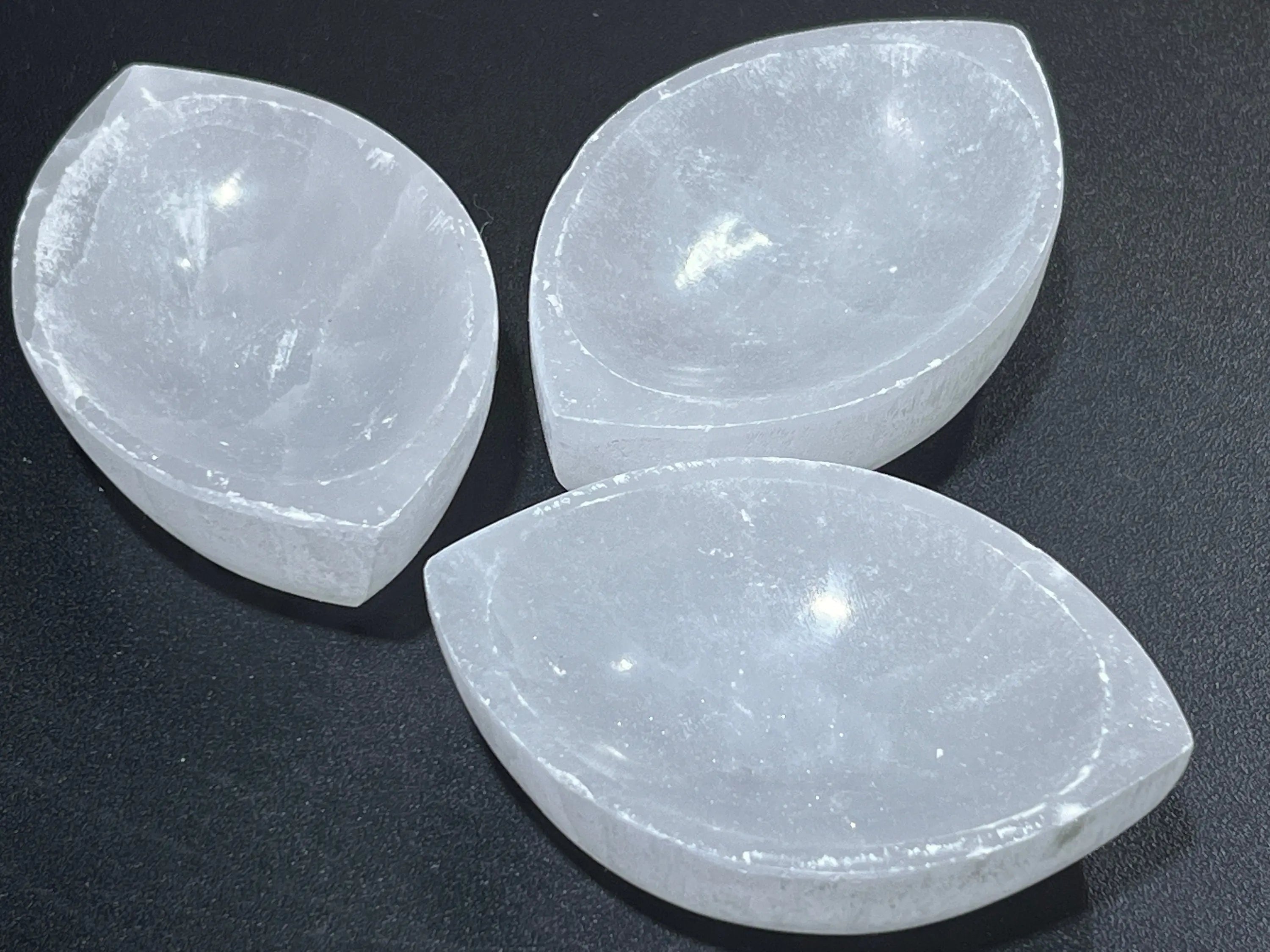 Selenite Crystal Bowl (4 Inch) Eye Shaped Carving Gemstone Polished Stone Dish | Home & Living > Kitchen & Dining > Dining & Serving > Bowls | Wiccan Center