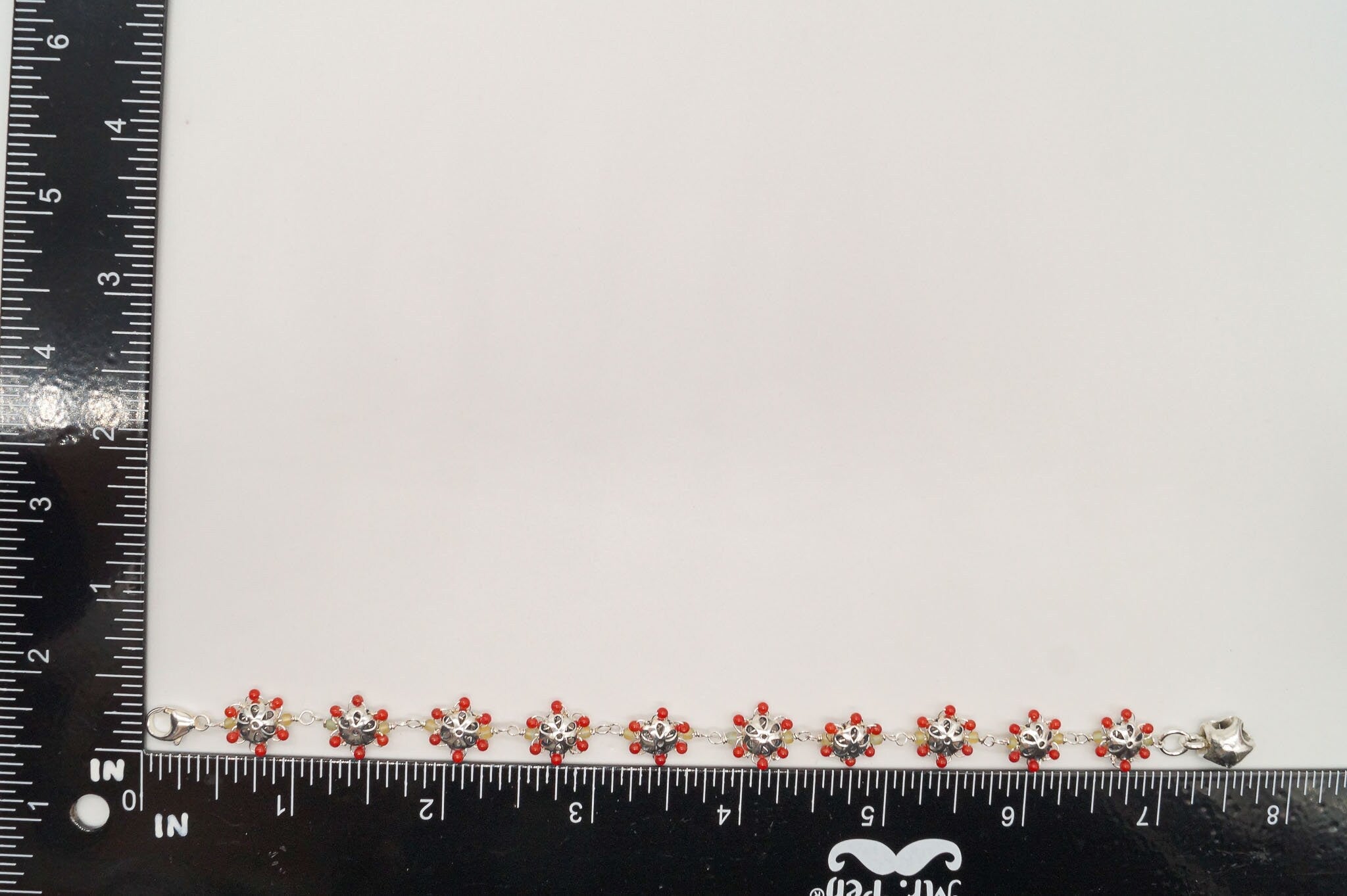 Vintage Intricate Glass Beads Flowers Sterling Silver Bracelet | Jewelry > Bracelets | Wiccan Center