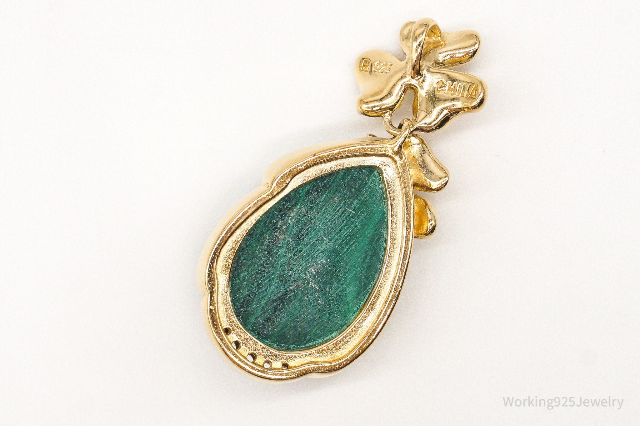 Designer Ross Simons Malachite Cubic Zirconia Gold Over Sterling Silver Pendant | Jewelry > Necklaces > Pendants | Wiccan Center