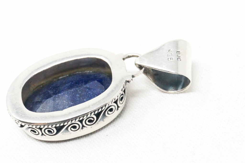 Vintage Designer BJC Lapis Lazuli Bali Scroll Sterling Silver Necklace Pendant | Jewelry > Necklaces > Pendants | Wiccan Center