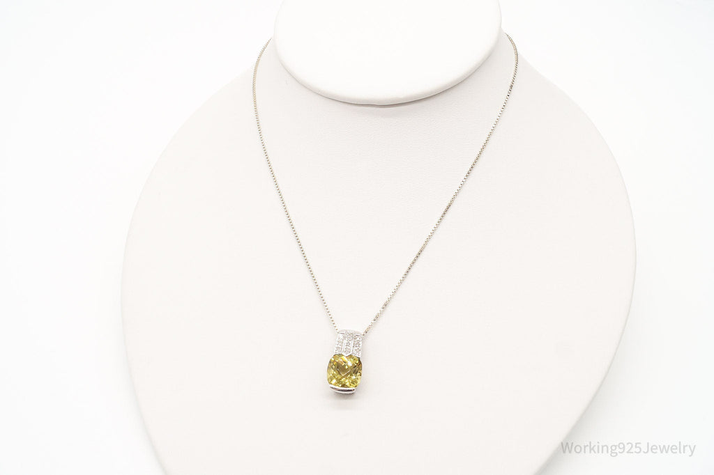 Vintage Designer Yellow & White Cubic Zirconia Sterling Silver Necklace | Jewelry > Necklaces > Pendants | Wiccan Center