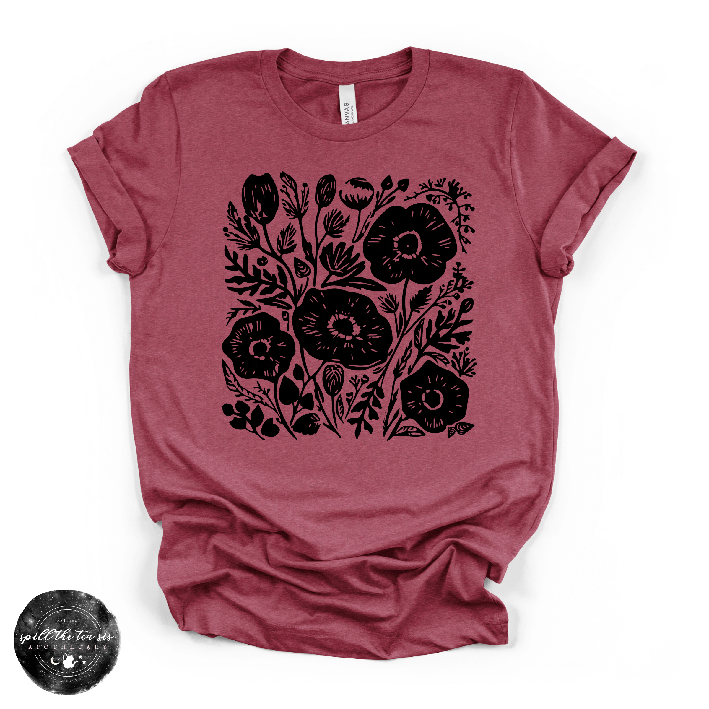 Black Flowers Tee | Dark Floral Graphic T-Shirt