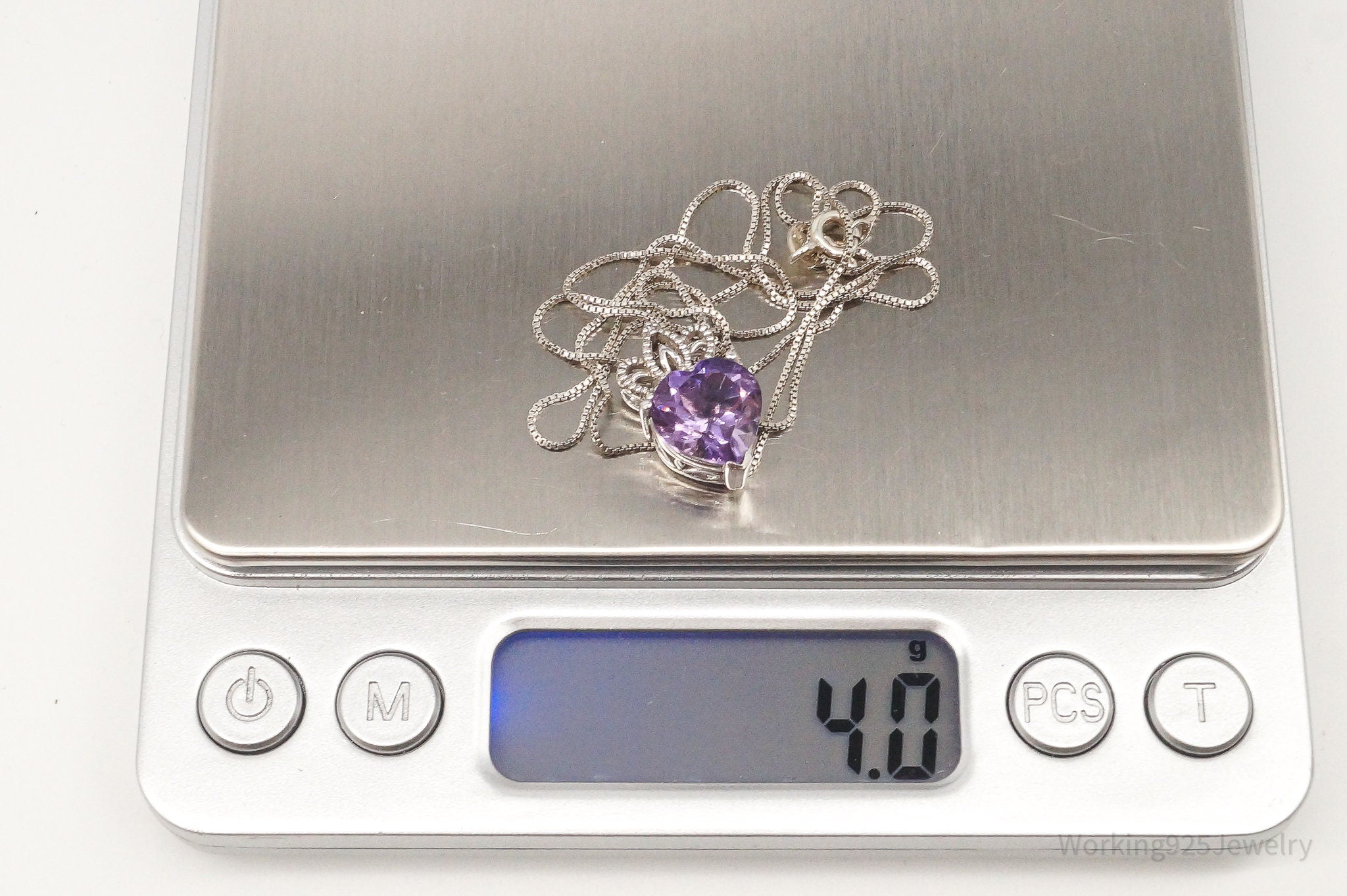 Vintage Purple Cubic Zirconia Crowned Heart Sterling Silver Necklace | Jewelry > Necklaces > Pendants | Wiccan Center