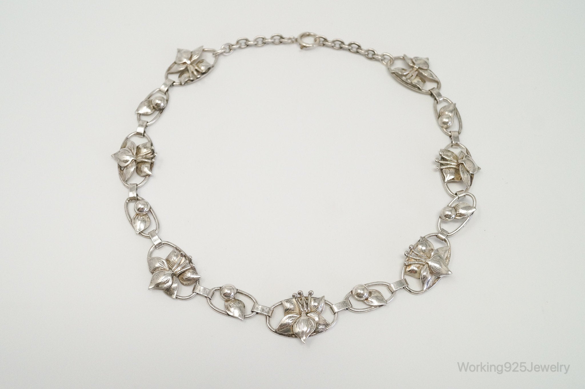 Lang Antiques Floral Link Sterling Silver Necklace | Jewelry > Necklaces > Pendants | Wiccan Center