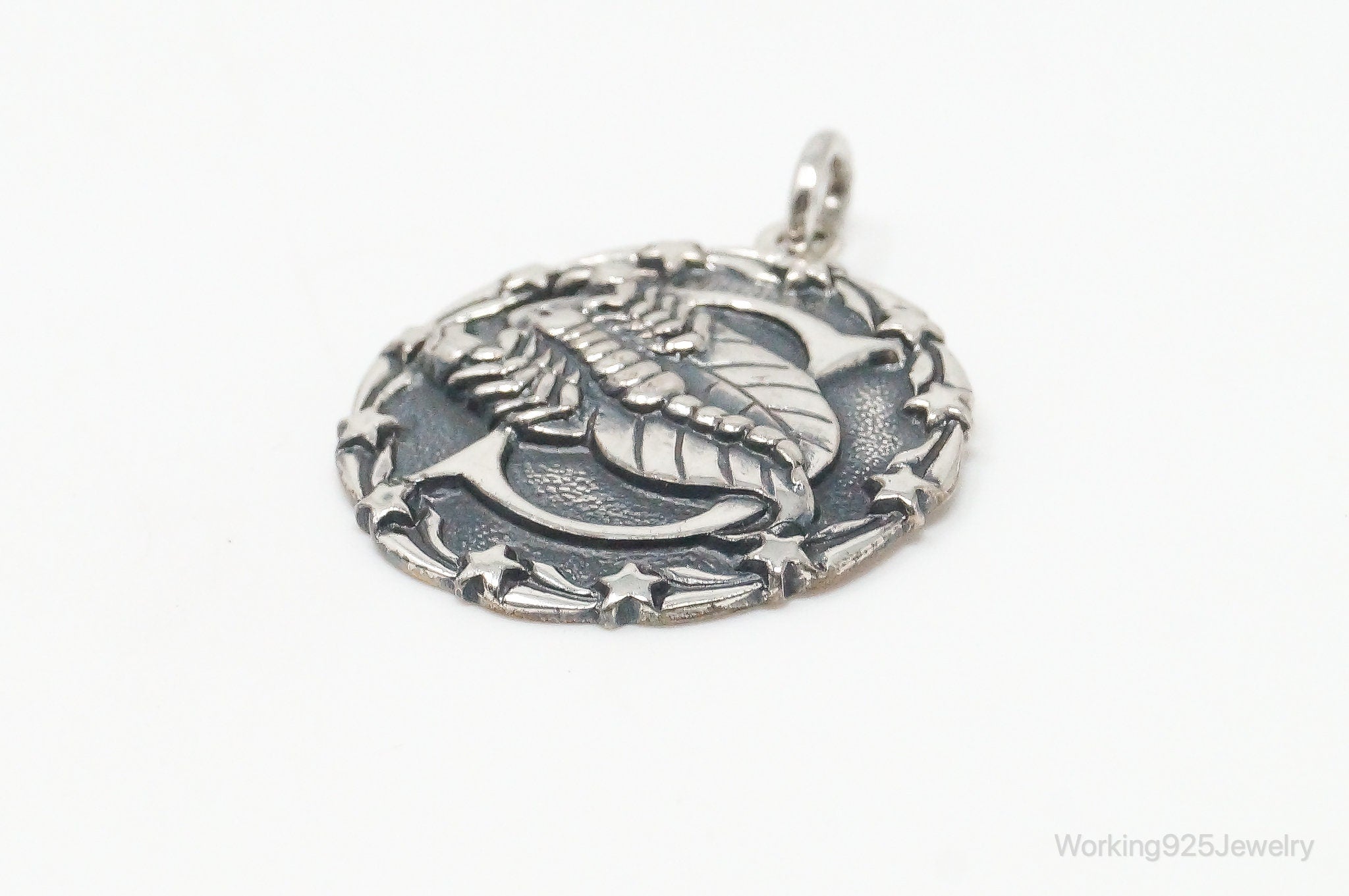 Vintage Designer Orb Scorpion Scorpio Sterling Silver Pendant | Jewelry > Necklaces > Pendants | Wiccan Center