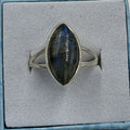Sterling Silver Twilight Blue Labradorite Marquis Ring - Size 9 - Magic and Protection | Rings | Wiccan Center