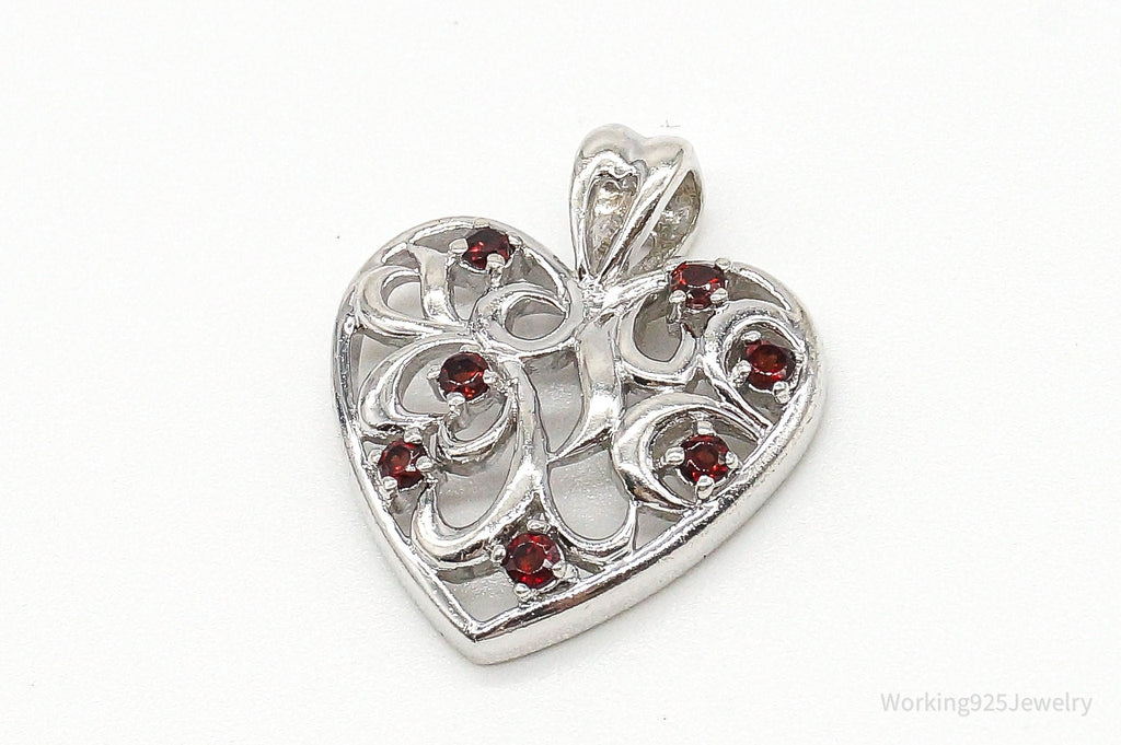 Vintage Designer CID Garnet Heart Sterling Silver Pendant | Jewelry > Necklaces > Pendants | Wiccan Center