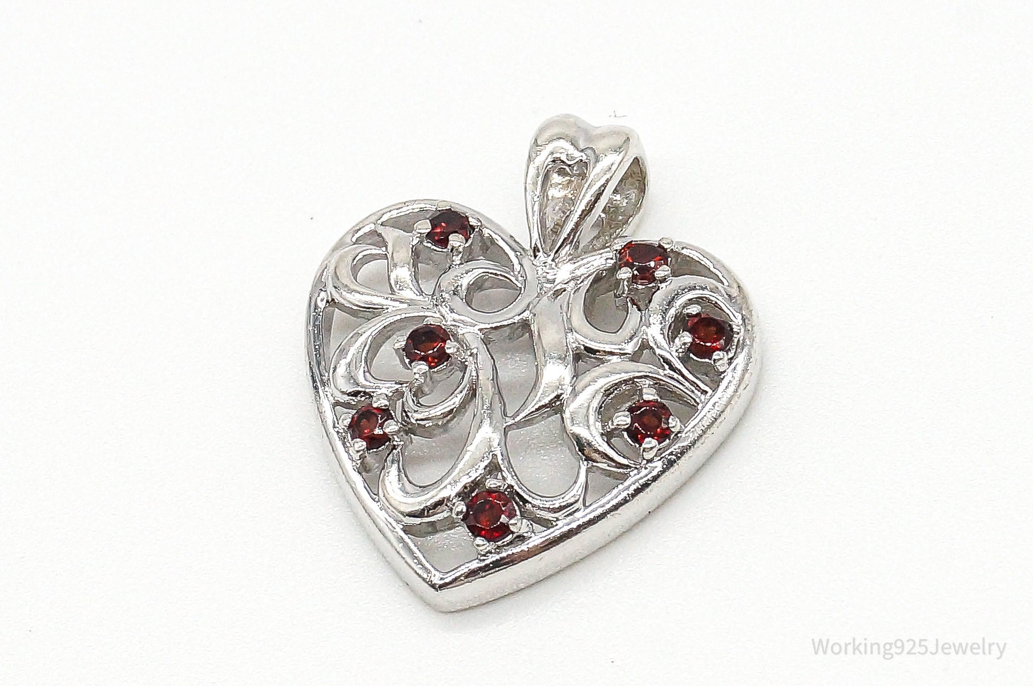 Vintage Designer CID Garnet Heart Sterling Silver Pendant | Jewelry > Necklaces > Pendants | Wiccan Center