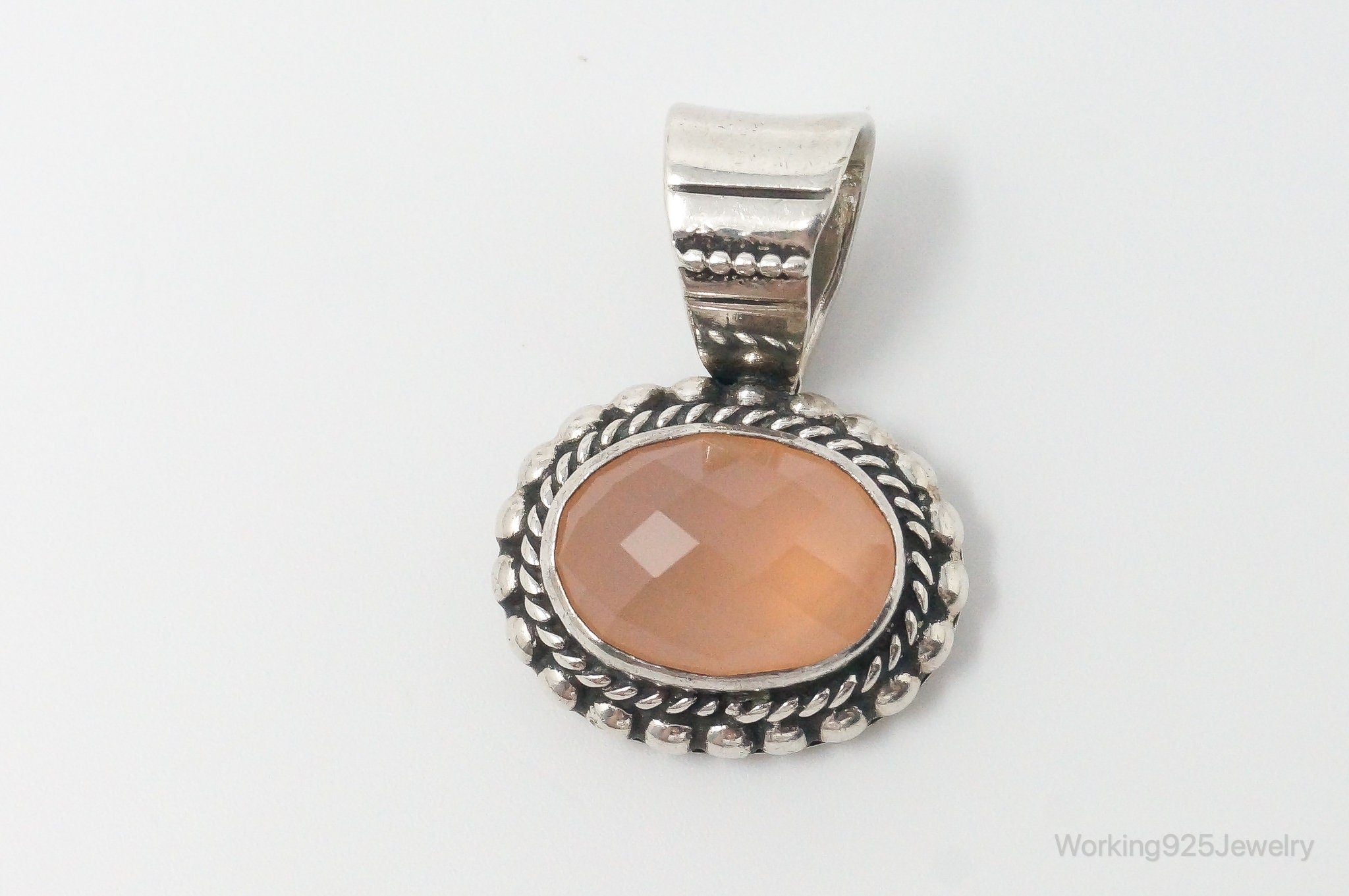 Vintage Native American Peach Chalcedony Sterling Silver Necklace Pendant | Jewelry > Necklaces > Pendants | Wiccan Center