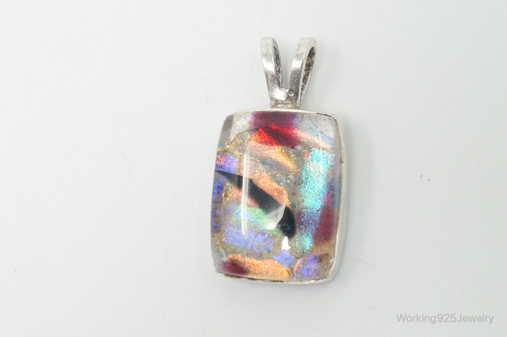 Vintage Large Art Glass Sterling Silver Necklace Pendant | Jewelry > Necklaces > Pendants | Wiccan Center