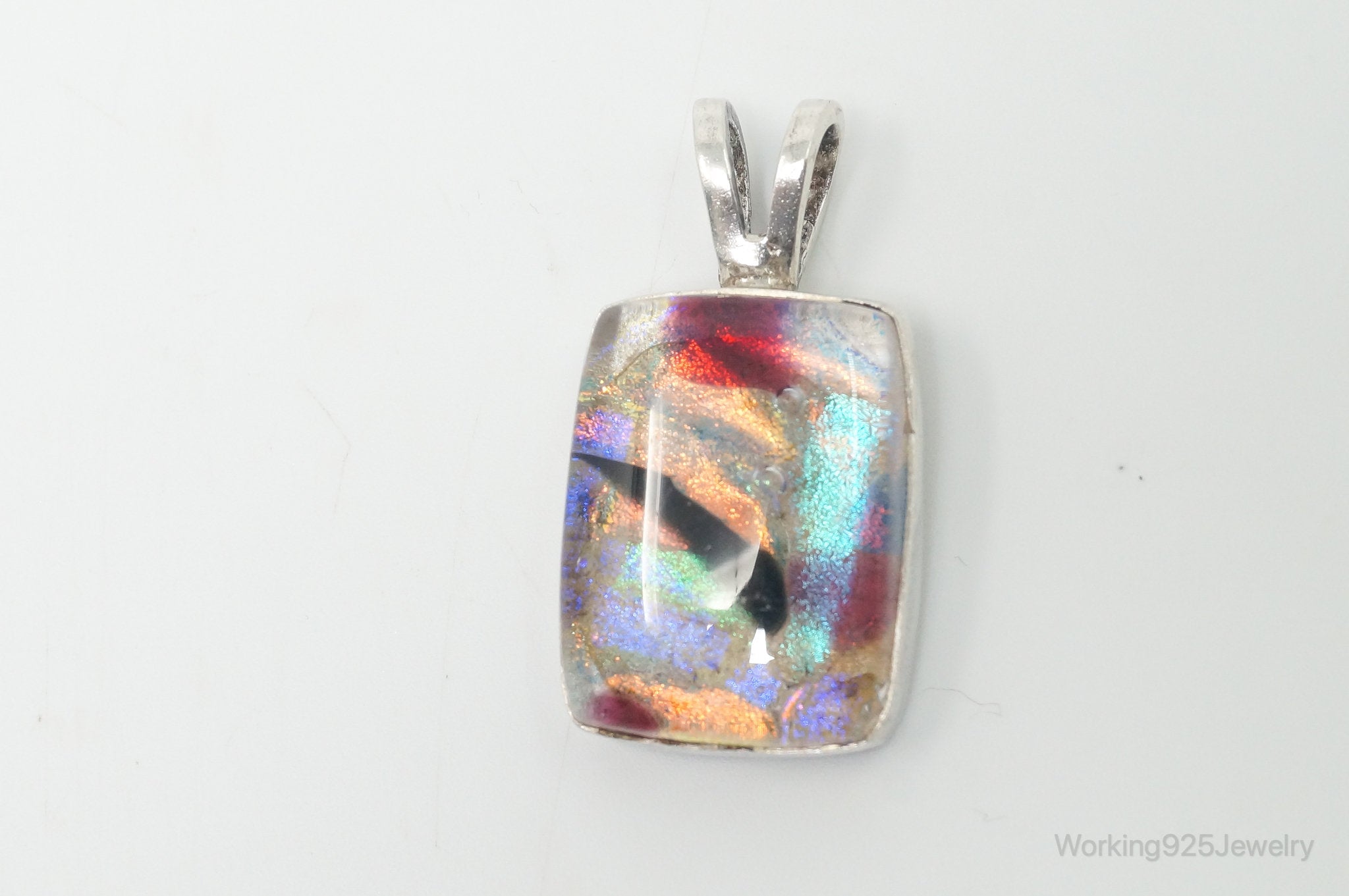 Vintage Large Art Glass Sterling Silver Necklace Pendant | Jewelry > Necklaces > Pendants | Wiccan Center