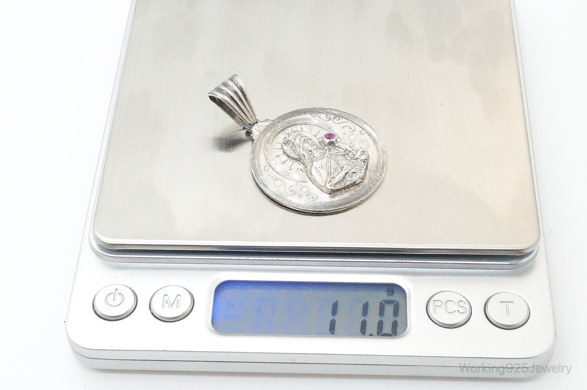 Vintage Ruby Religious Sterling Silver Pendant Charm | Jewelry > Necklaces > Pendants | Wiccan Center