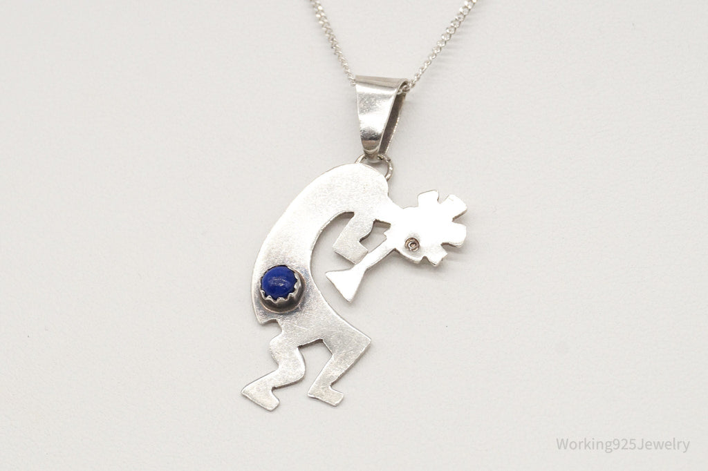 Vintage Native America Lapis Lazuli Dancing Kokopelli Sterling Silver Necklace | Jewelry > Necklaces > Pendants | Wiccan Center