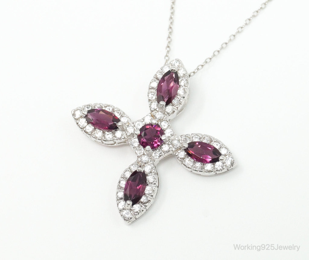 Large Rhodolite Garnet Cubic Zirconia Sterling Silver Necklace | Jewelry > Necklaces > Pendants | Wiccan Center