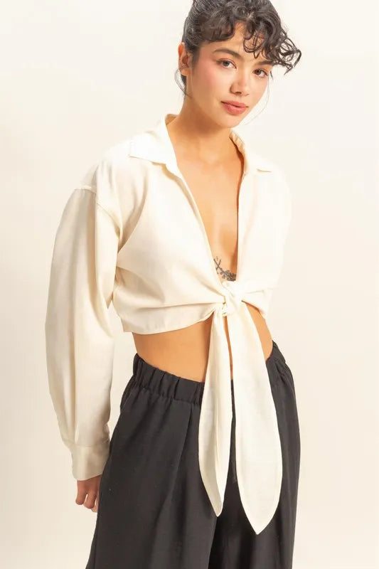 HYFVE Washed Tie Front Crop Top | | Wiccan Center