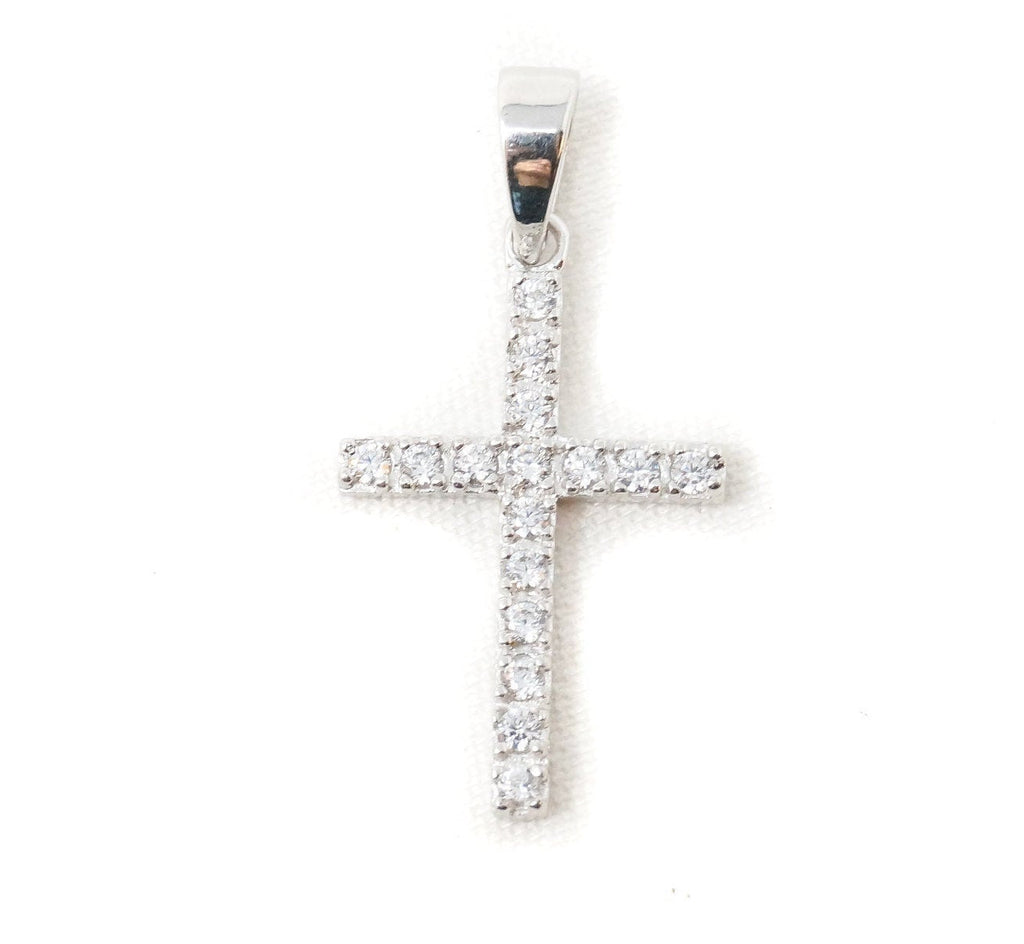 Vintage Cubic Zirconia Cross Sterling Silver Necklace Pendant | Jewelry > Necklaces > Pendants | Wiccan Center