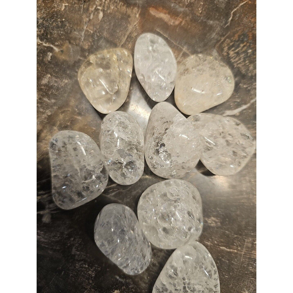 Crackle Quartz Tumbled Stones — 5-Piece Set for Clarity & Positive Energy | CrystalCloud Company