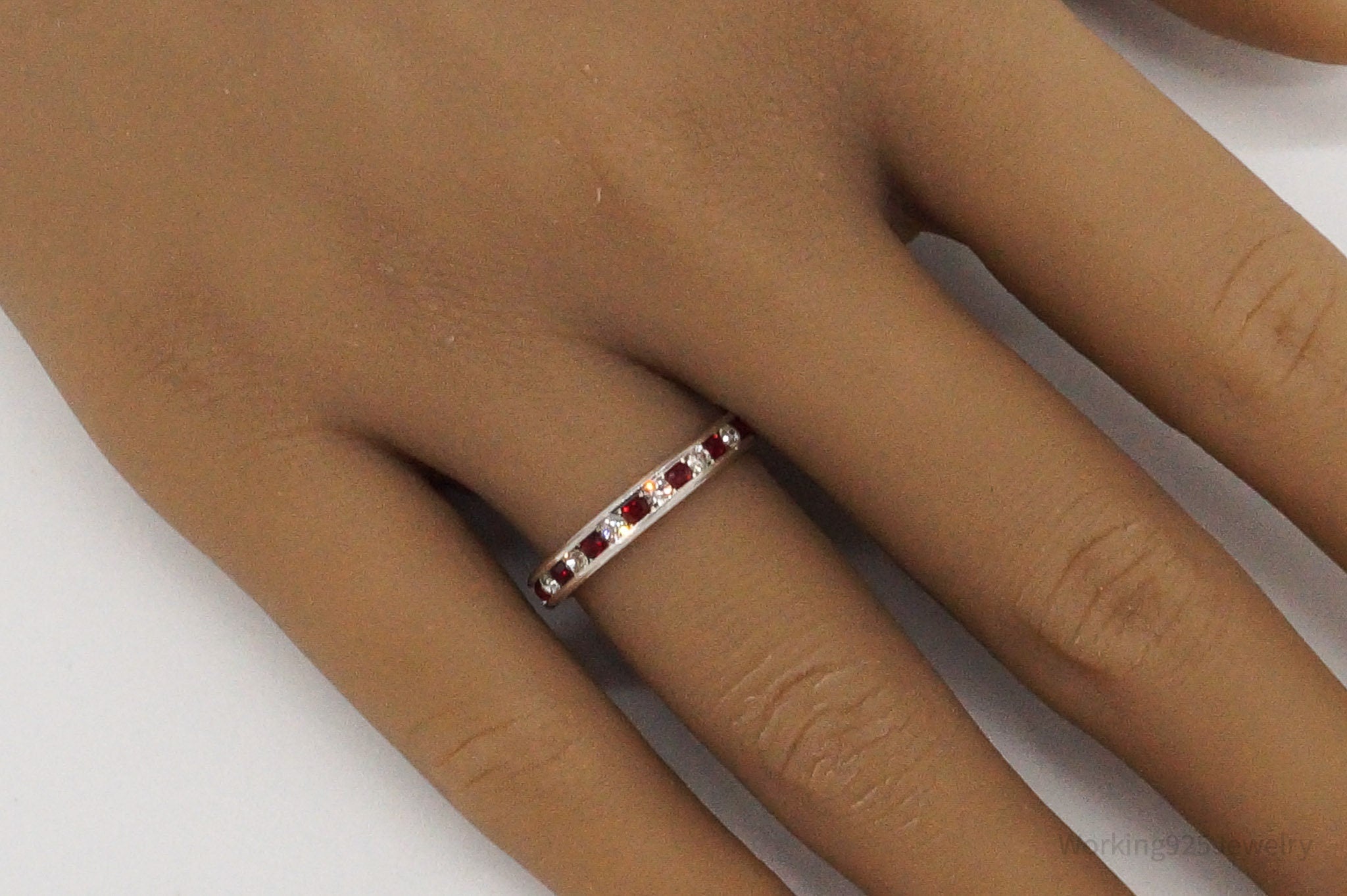 Vintage Red & White Crystal Sterling Silver Ring - Size 6.75 | Jewelry > Rings | Wiccan Center