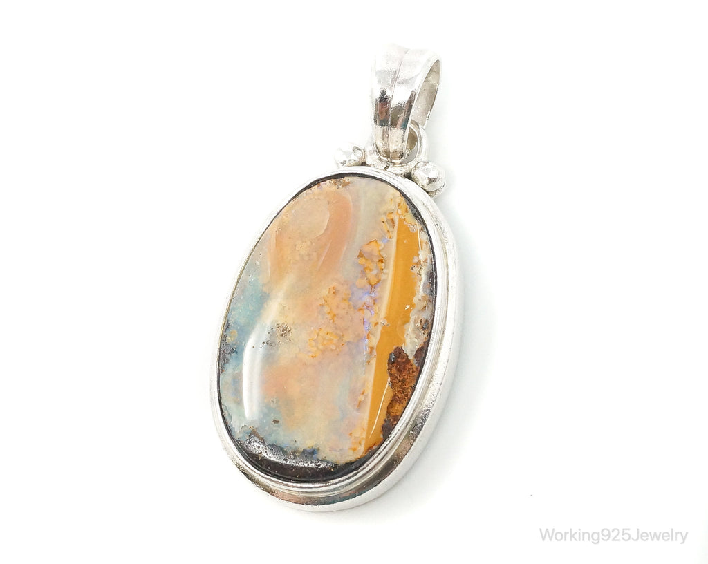 Large Vintage Opalized Agate Sterling Silver Necklace Pendant | Jewelry > Necklaces > Pendants | Wiccan Center