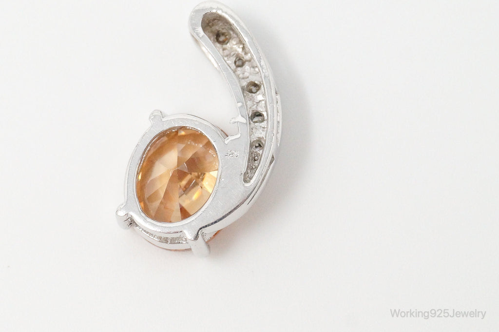 Vintage Art Deco Citrine Cubic Zirconia Sterling Silver Pendant | Jewelry > Necklaces > Pendants | Wiccan Center