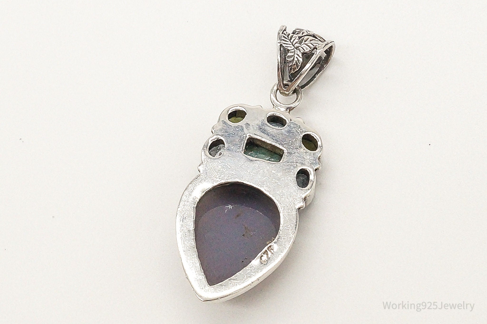 Vintage Multi Gemstone Sterling Silver Necklace Pendant | Jewelry > Necklaces > Pendants | Wiccan Center