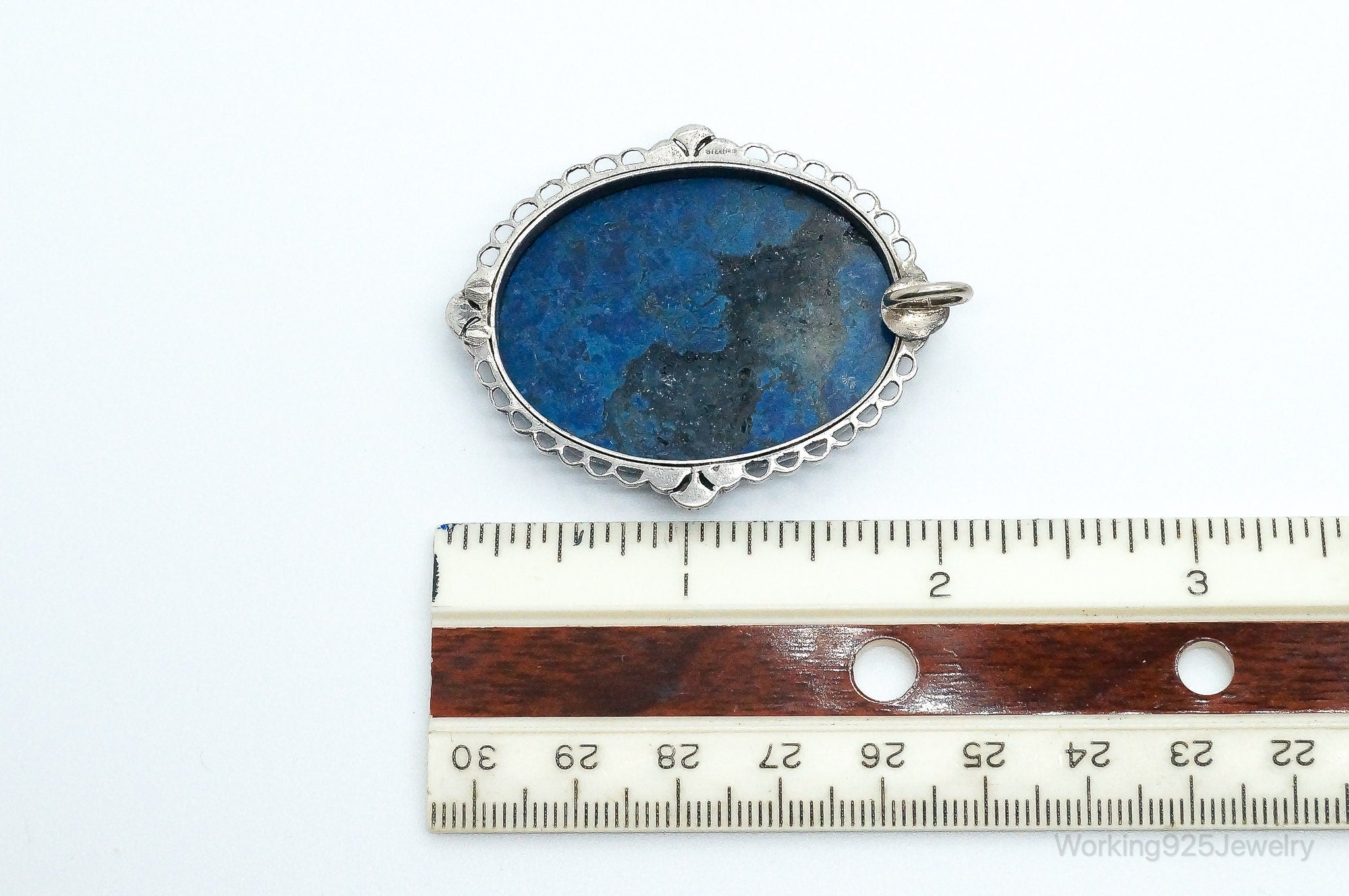 Large Antique Lapis Lazuli Marcasite Sterling Silver Pendant | Jewelry > Necklaces > Pendants | Wiccan Center