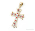 Vintage Designer SLC Ruby Rhinestone Gold Vermeil Cross Sterling Silver Pendant | Jewelry > Necklaces > Pendants | Wiccan Center