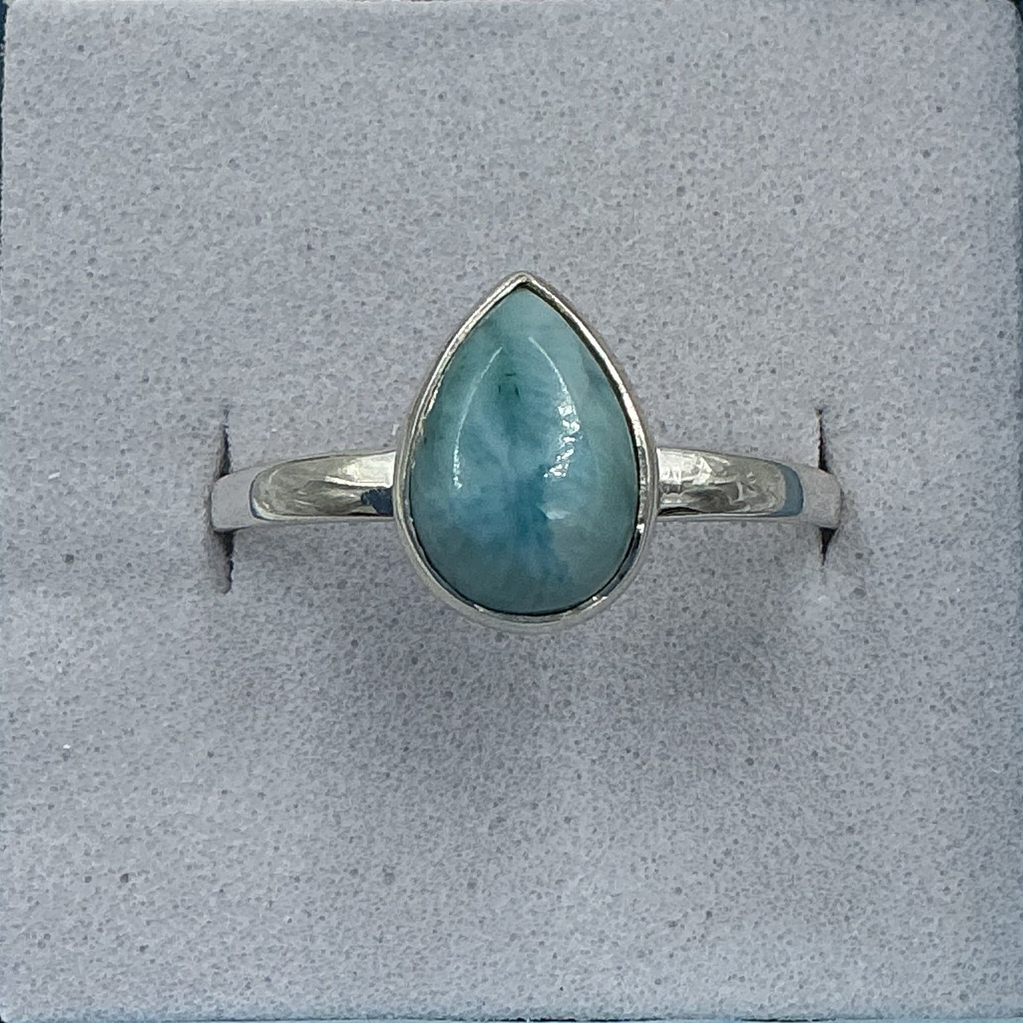 Sterling Silver Larimar Dainty Tear Ring - Size 10 - Calm & Communication | Rings | Wiccan Center