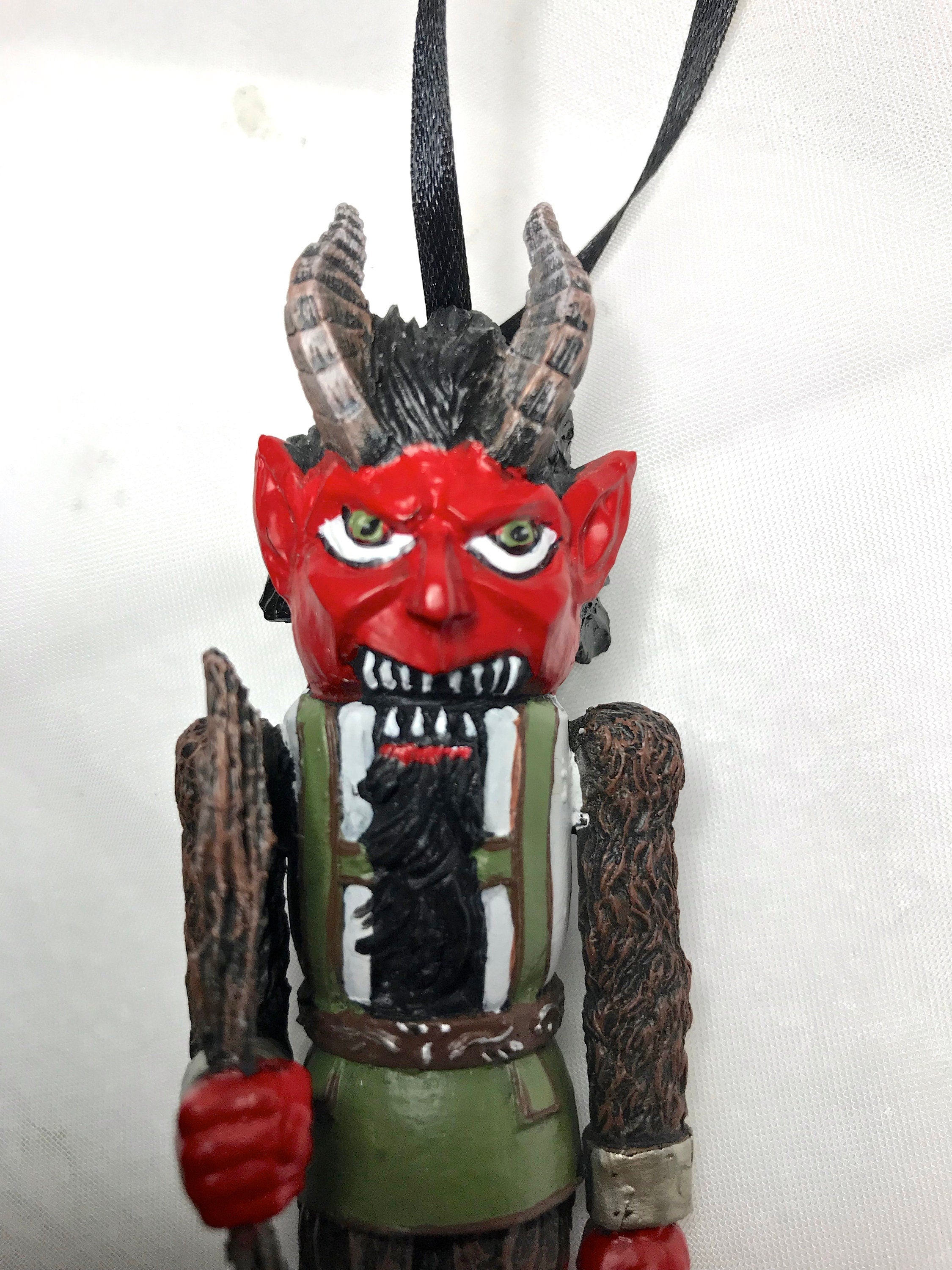Krampus Nutcracker Ornament, Full Color, Resin Sculpture | Mythical Creature Figurine | Unique Dark Christmas Demon, Gothic Holiday Decor