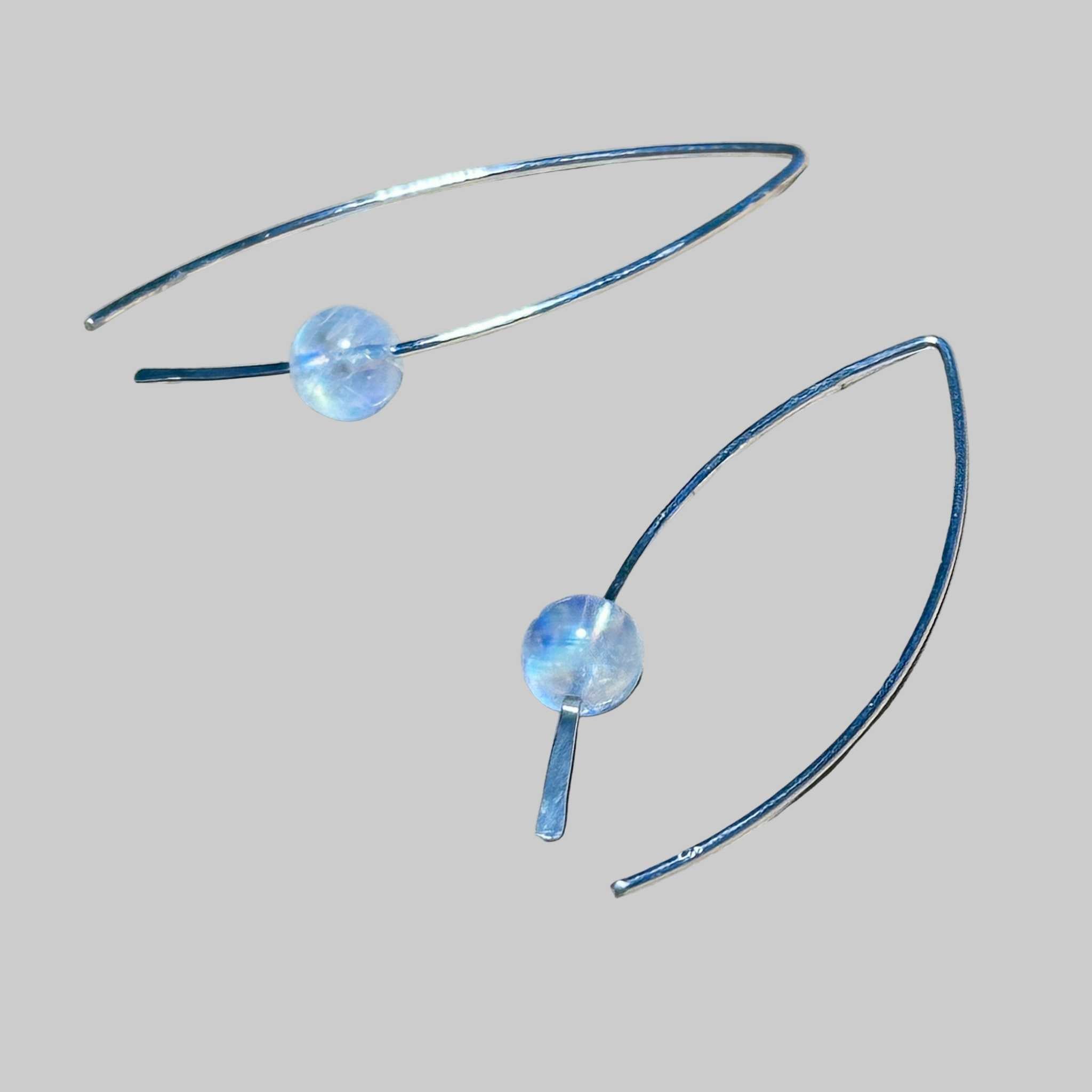 Rainbow Moonstone Crescent Bertoni Earrings - Sterling Silver | Jewelry | Wiccan Center