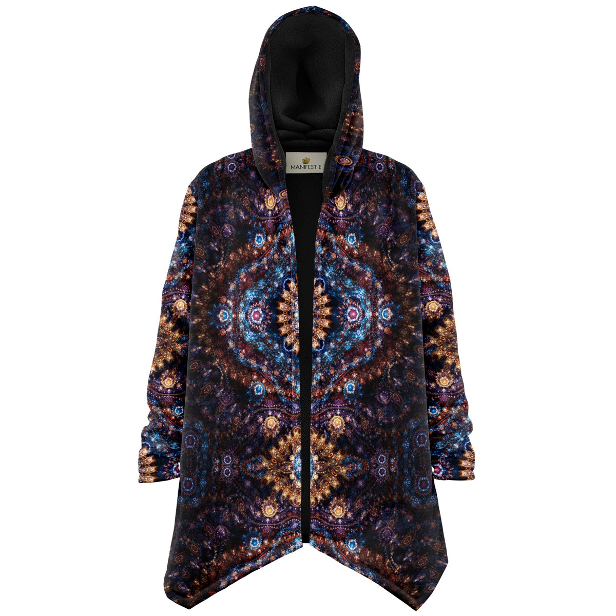 Cosmic Plane Cuddle Cloak | Unisex Minky Sherpa Lined Hooded Coat | Women and Mens Festival Coat | Mountain Fashion | Microfleece Cloak - AOP | Wiccan Center
