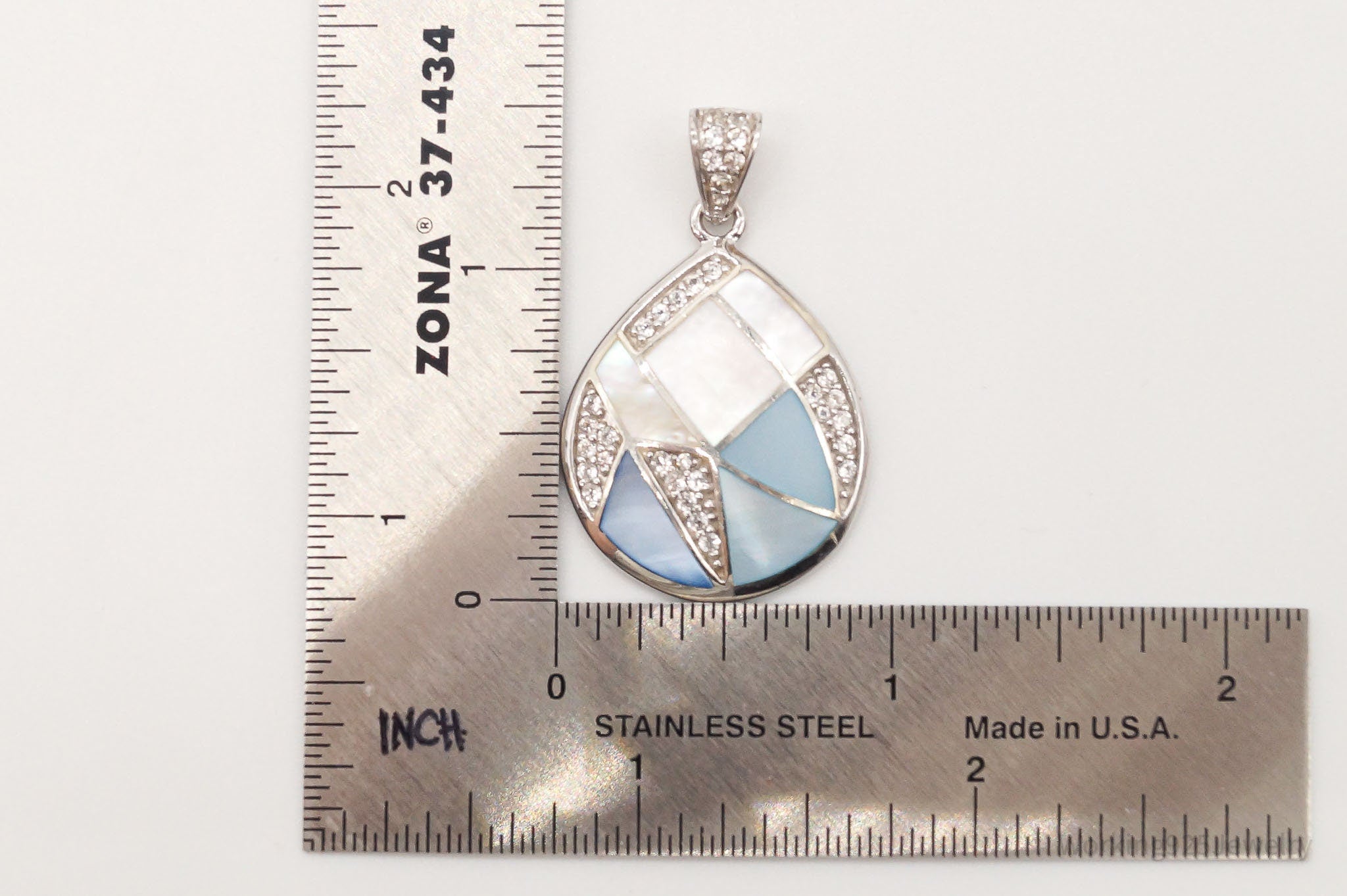 Large Vintage Mother Of Pearl Cubic Zirconia Sterling Silver Pendant | Jewelry > Necklaces > Pendants | Wiccan Center