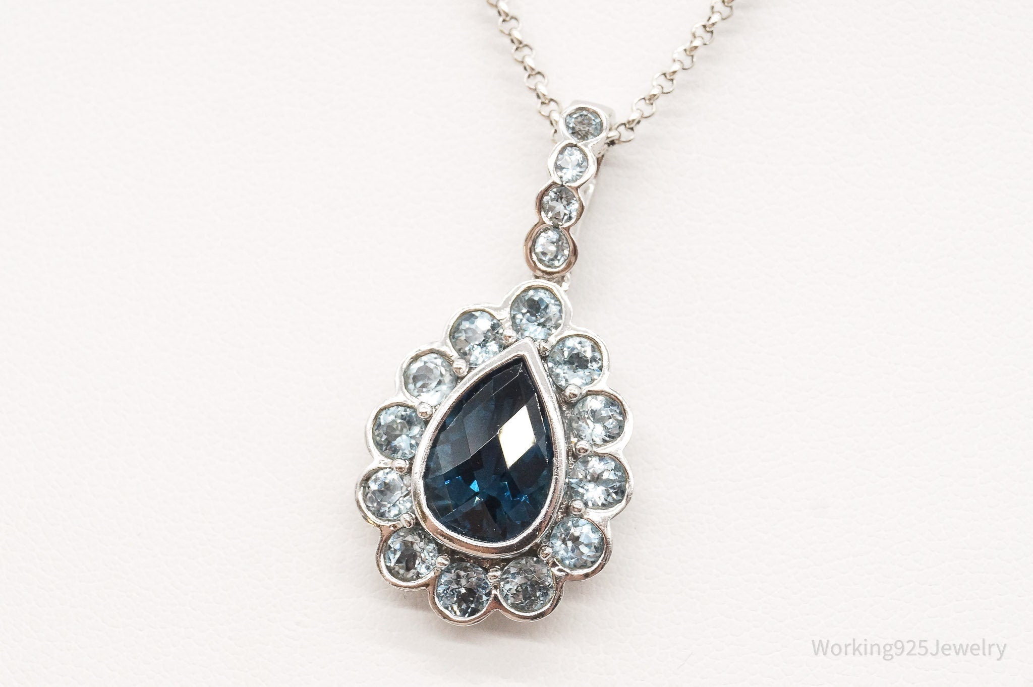 Vintage Blue Topaz Sterling Silver Necklace | Jewelry > Necklaces > Pendants | Wiccan Center