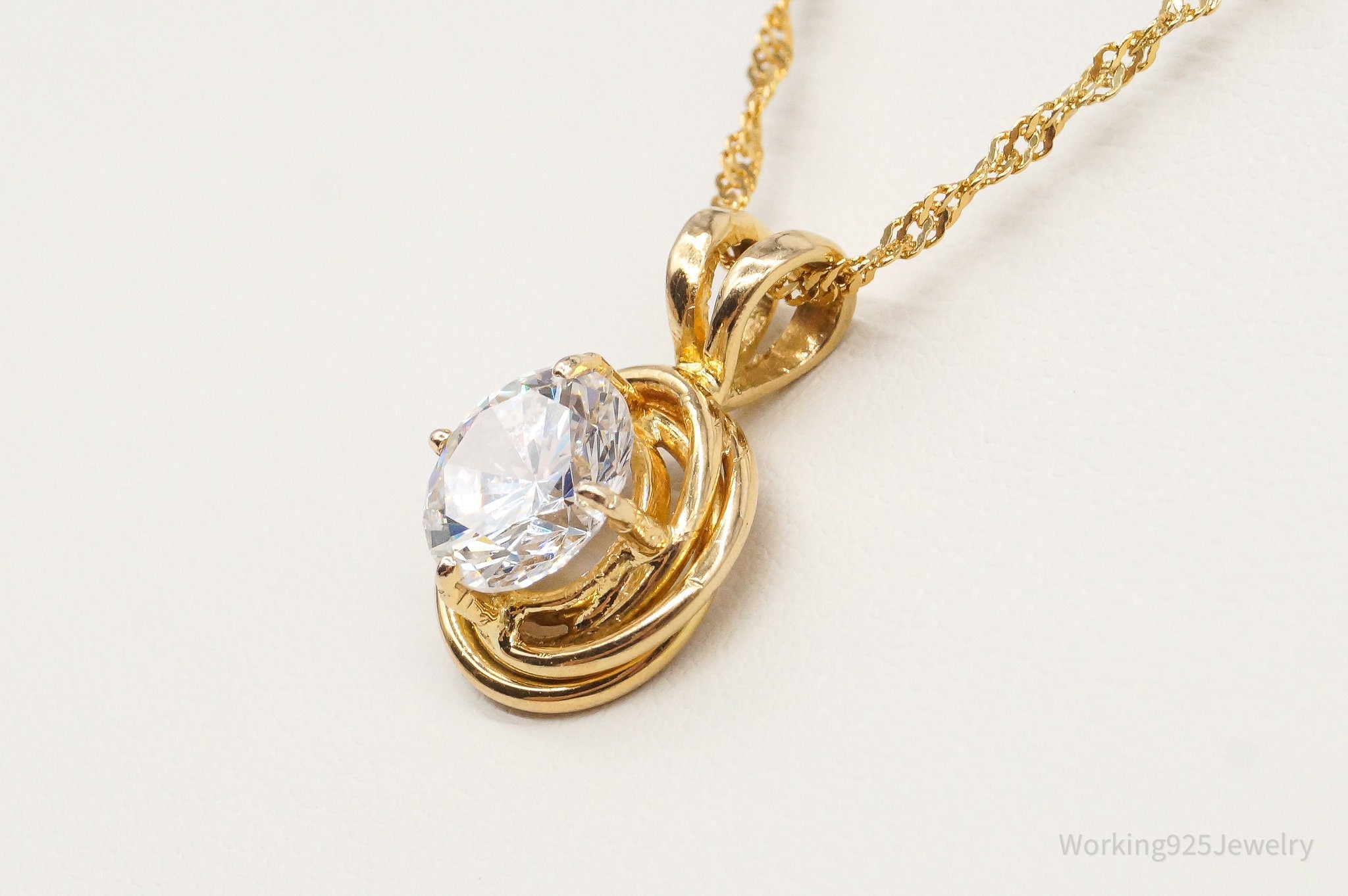 Vintage Gold Vermeil Cubic Zirconia Sterling Silver Necklace | Jewelry > Necklaces > Pendants | Wiccan Center