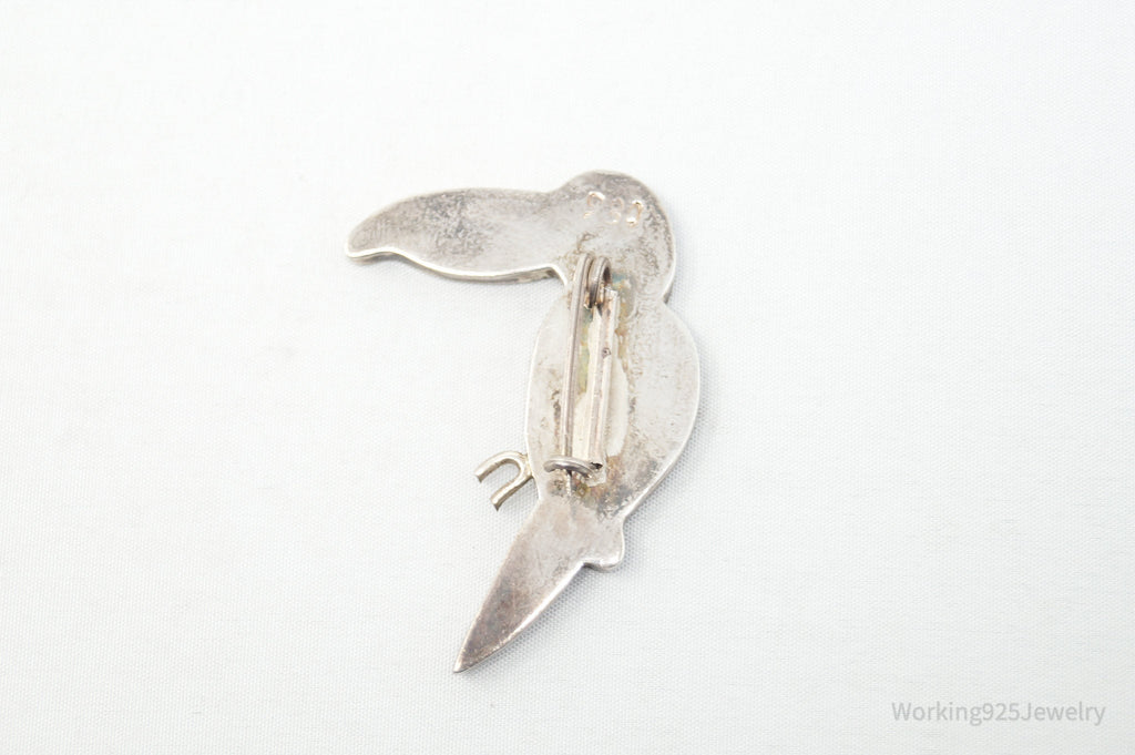 Vintage Handmade Lapis Lazuli Parrot 980 Silver Southwestern Brooch Pendant | Jewelry > Necklaces > Pendants | Wiccan Center