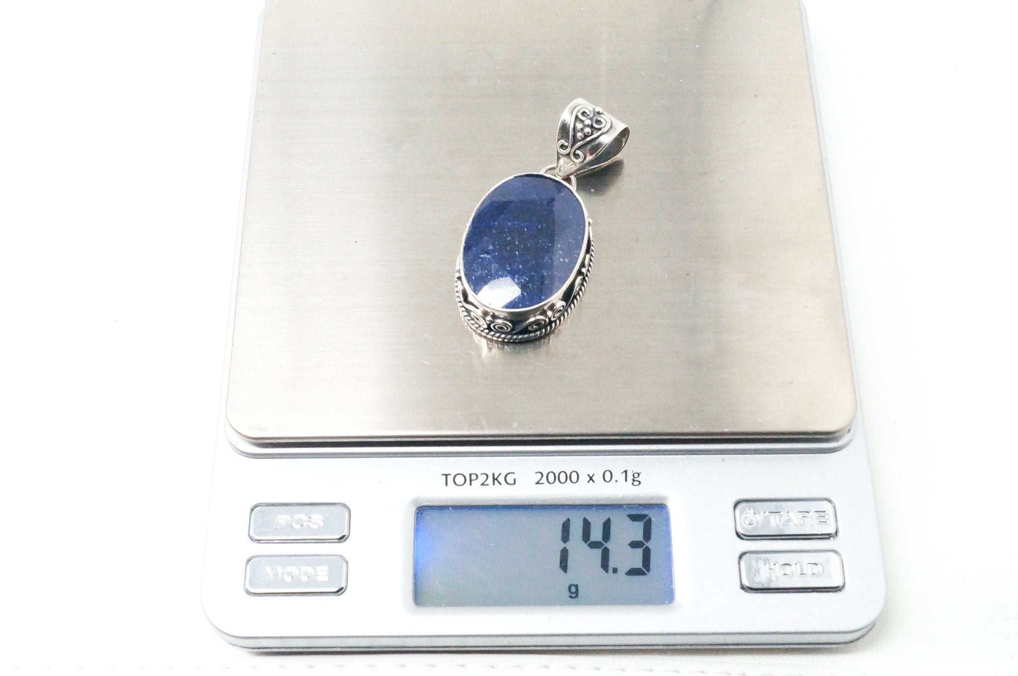 Vintage Designer BJC Lapis Lazuli Bali Scroll Sterling Silver Necklace Pendant | Jewelry > Necklaces > Pendants | Wiccan Center