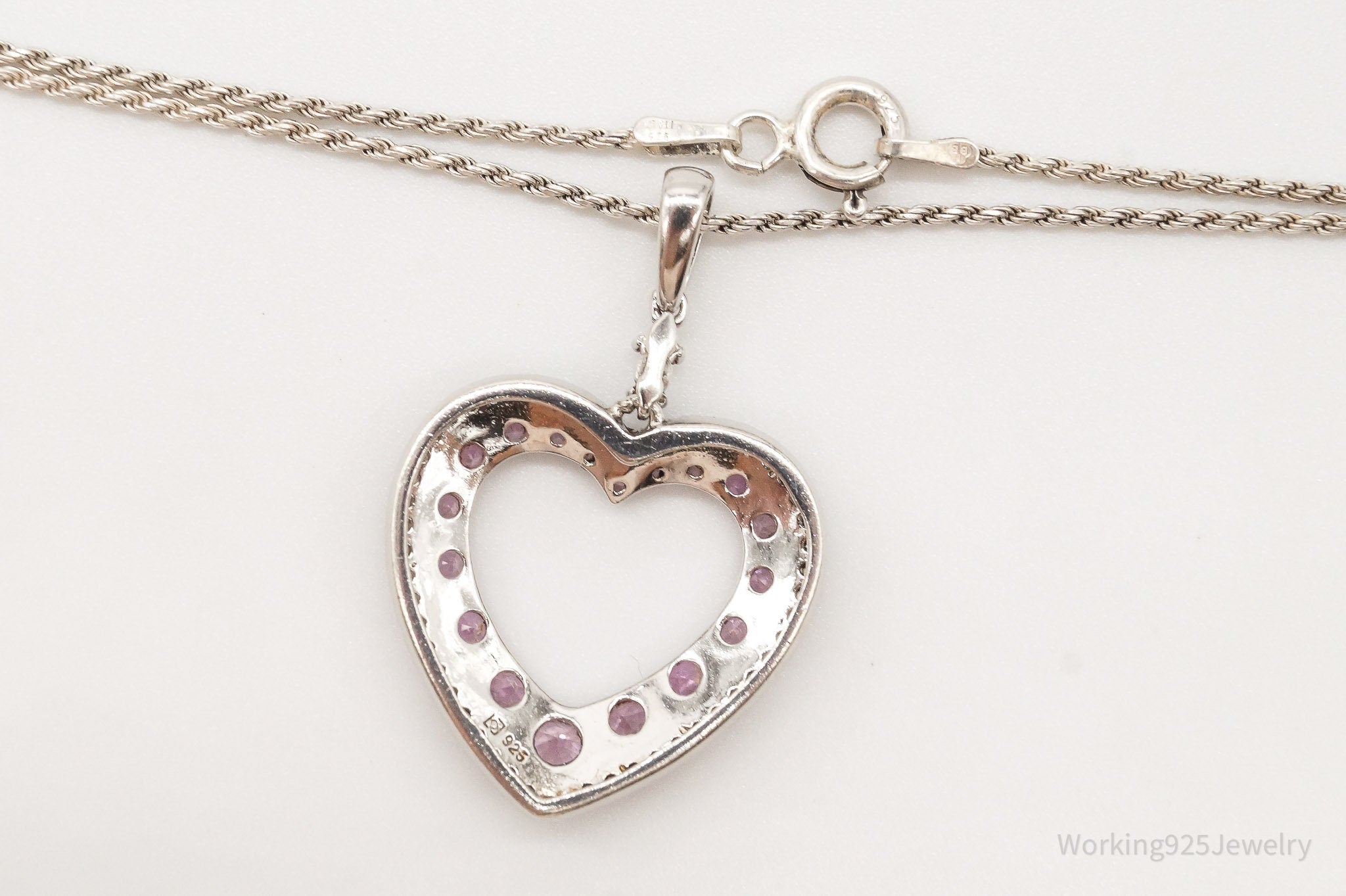 Vintage Pink & White Cubic Zirconia Heart Sterling Silver Necklace | Jewelry > Necklaces > Pendants | Wiccan Center