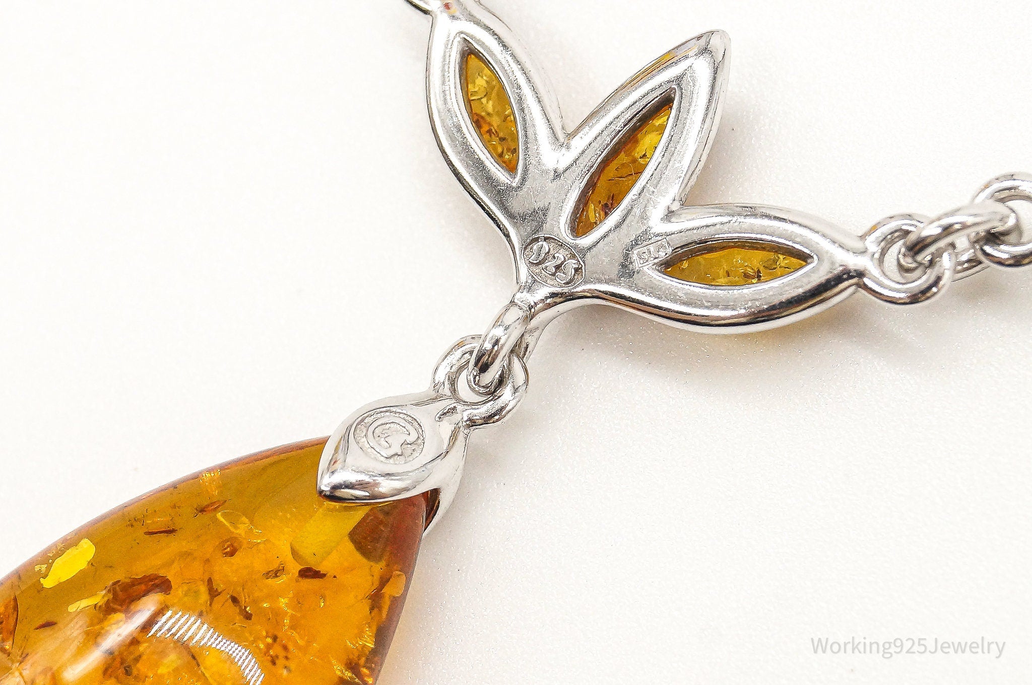 Vintage Designer Amber Sterling Silver Necklace | Jewelry > Necklaces > Pendants | Wiccan Center