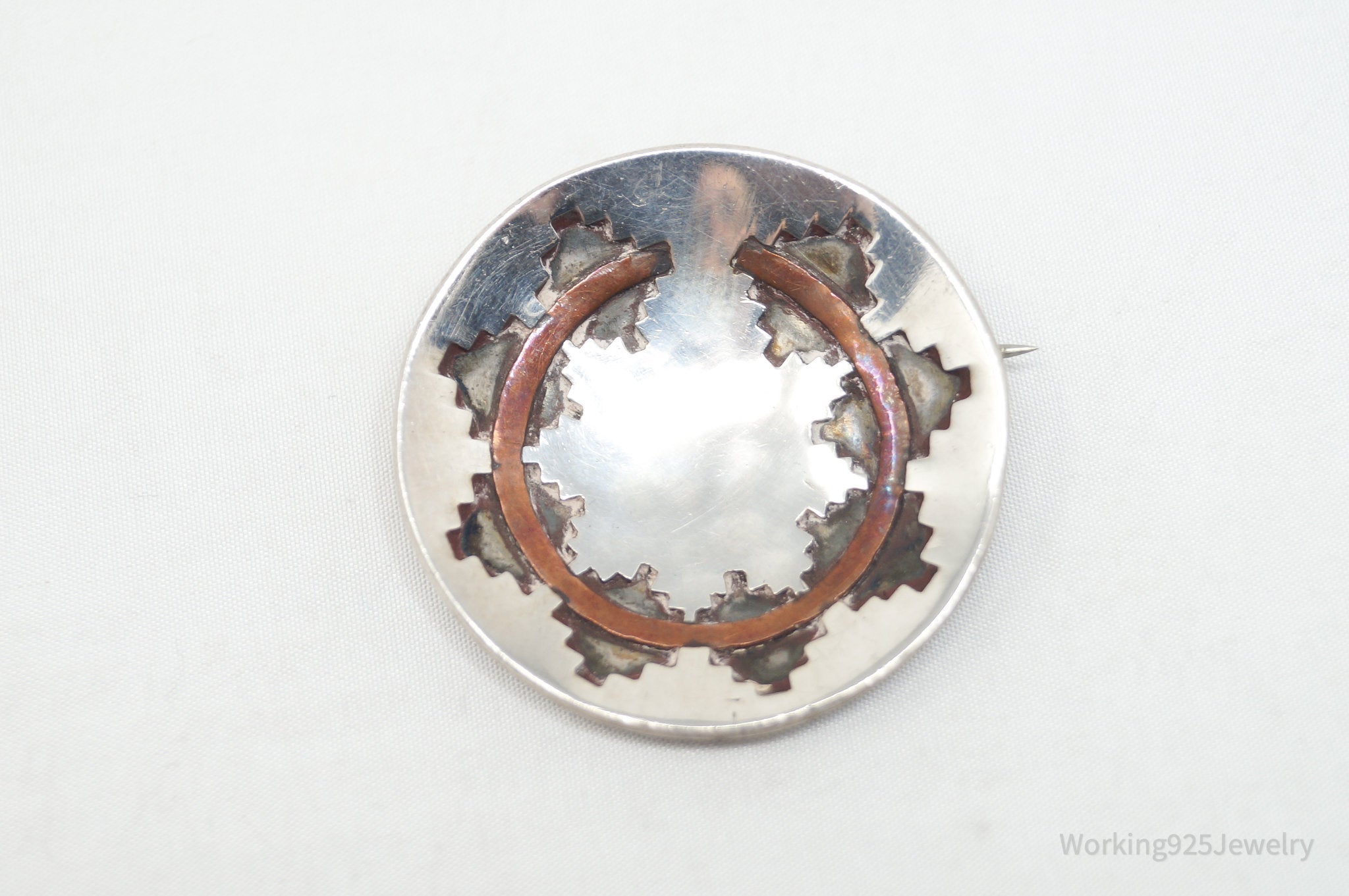 Vintage Native American Azqay Brass Sterling Silver Brooch Pendant | Jewelry > Necklaces > Pendants | Wiccan Center