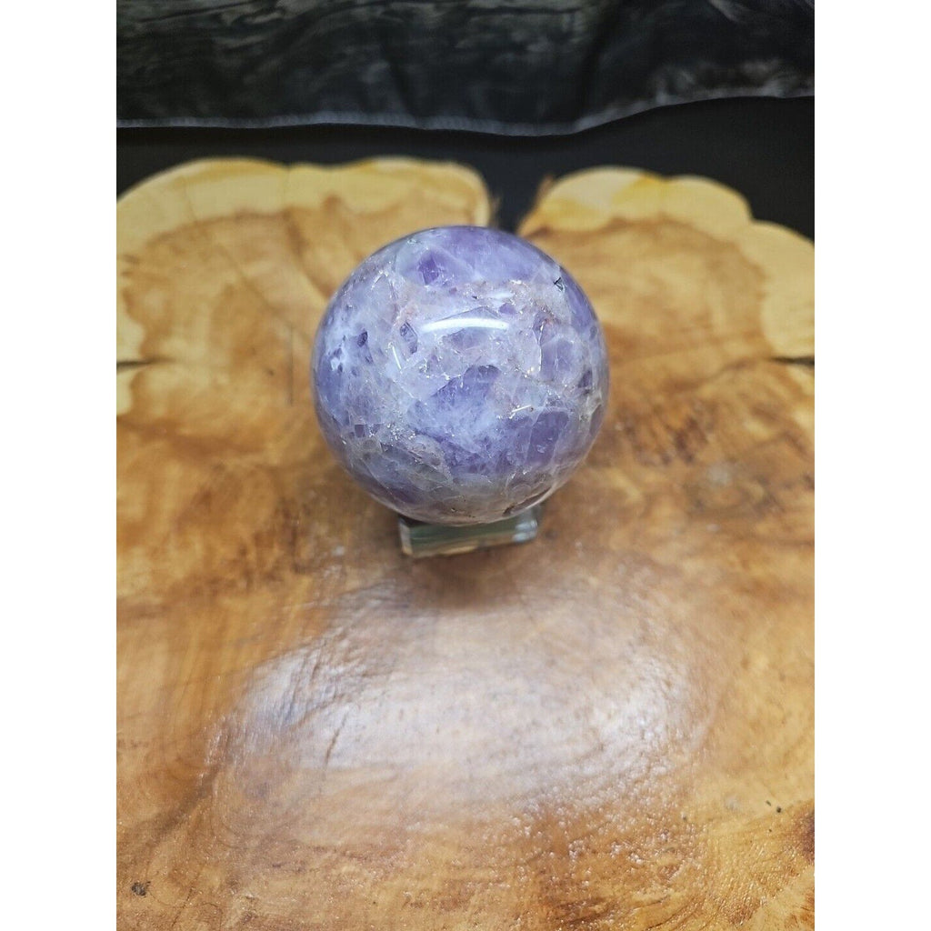 Amethyst Sphere — 65mm with Glass Stand, 1 lb | Crystal Spheres & Eggs | Wiccan Center