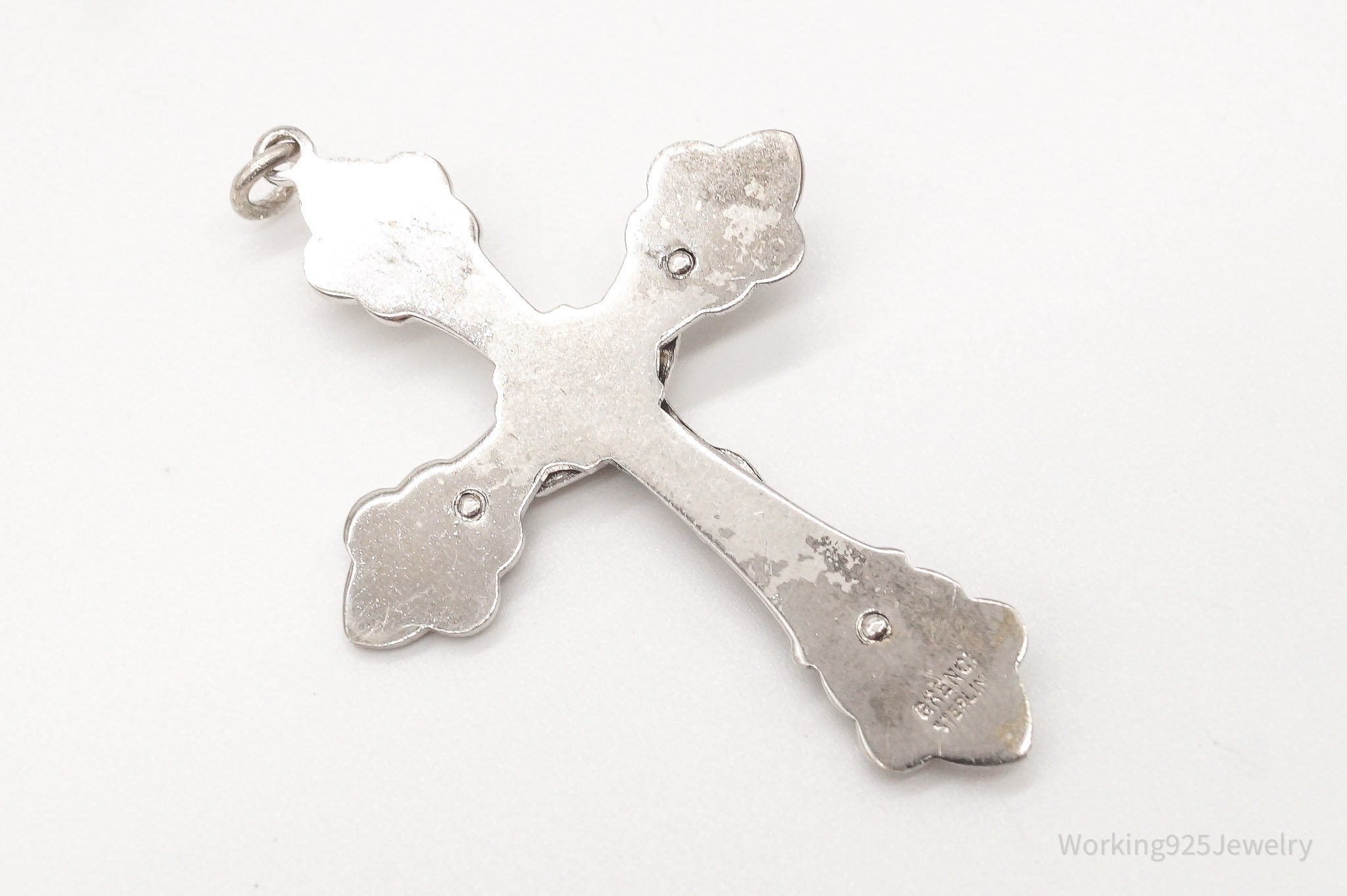 Large Antique INRI Crucifix Cross Sterling Silver Pendant | Jewelry > Necklaces > Pendants | Wiccan Center