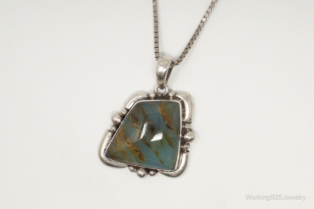 Vintage Large Aqua Chalcedony Sterling Silver Necklace | Jewelry > Necklaces > Pendants | Wiccan Center