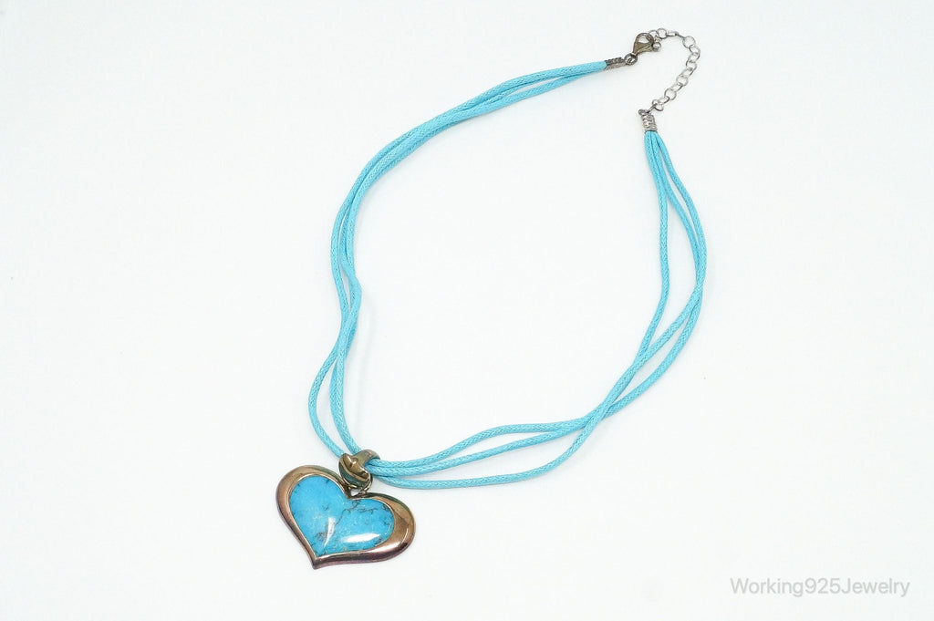 Designer SX Turquoise Heart Sterling Silver Cord Necklace | Jewelry > Necklaces > Pendants | Wiccan Center