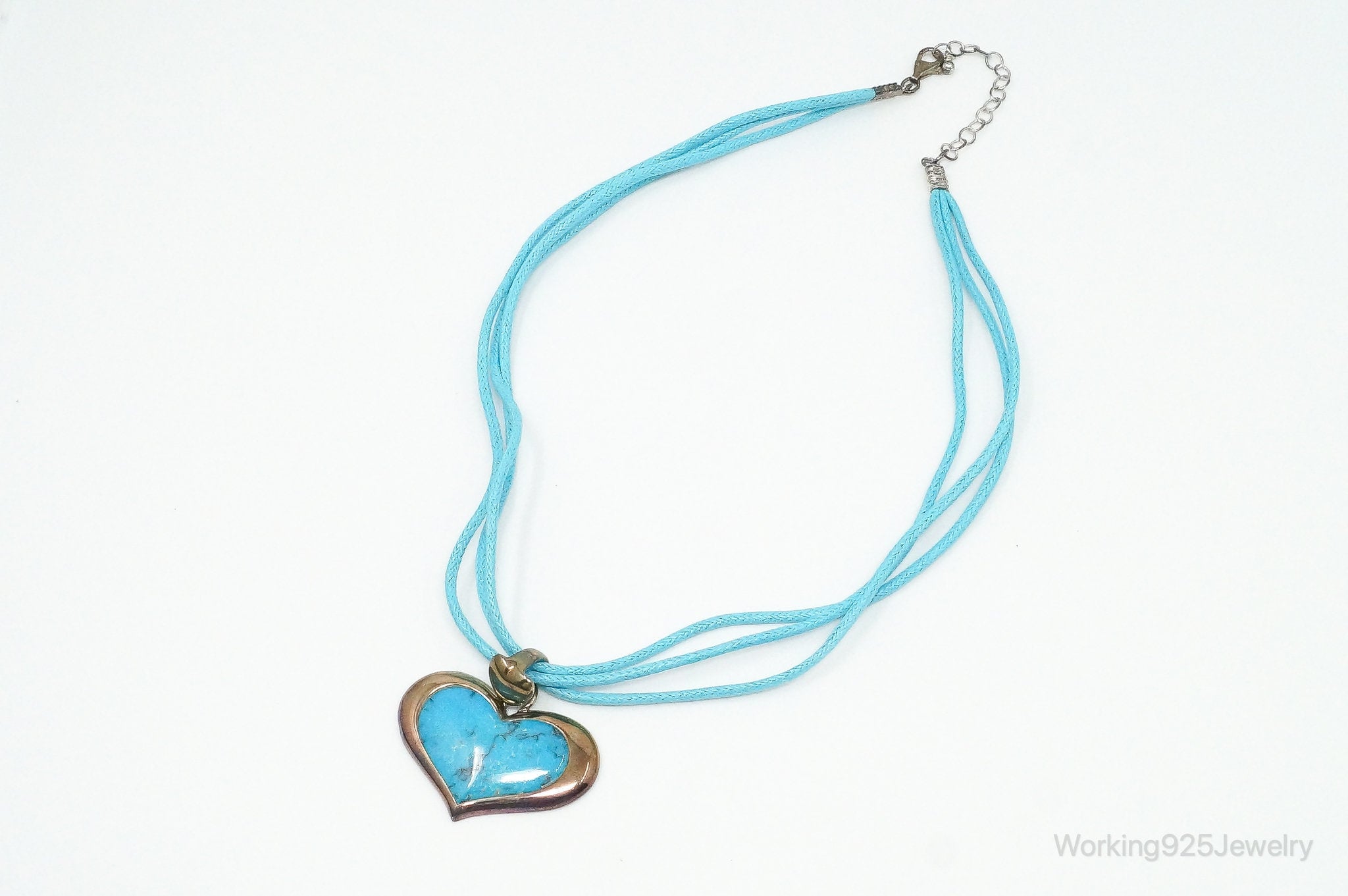 Designer SX Turquoise Heart Sterling Silver Cord Necklace | Jewelry > Necklaces > Pendants | Wiccan Center