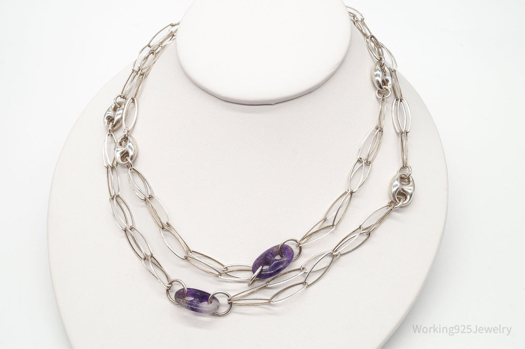 Vintage Amethyst Sterling Silver Chain Necklace 34" | Jewelry > Necklaces > Pendants | Wiccan Center