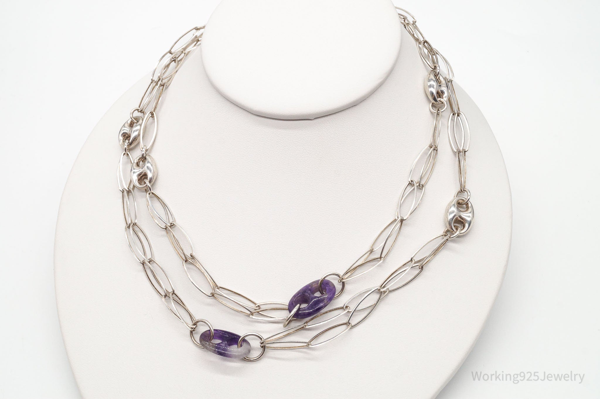 Vintage Amethyst Sterling Silver Chain Necklace 34" | Jewelry > Necklaces > Pendants | Wiccan Center