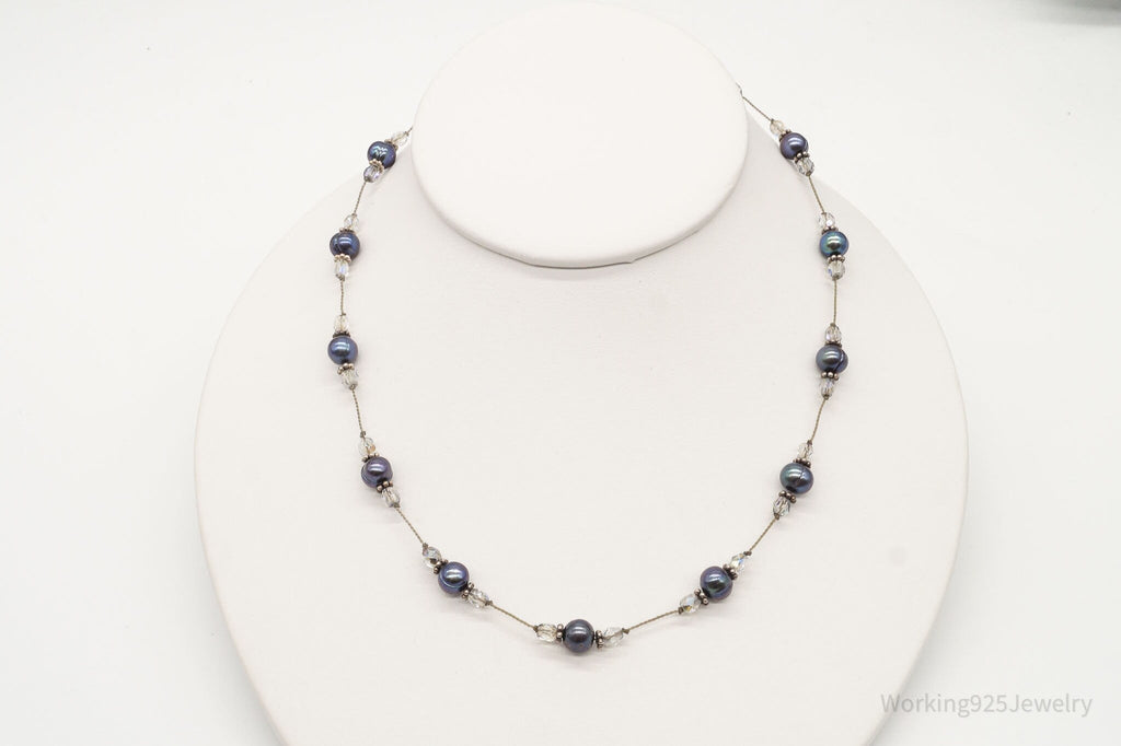 Vintage Tahitian Pearl & Glass Bead Sterling Silver String Necklace | Jewelry > Necklaces > Pendants | Wiccan Center