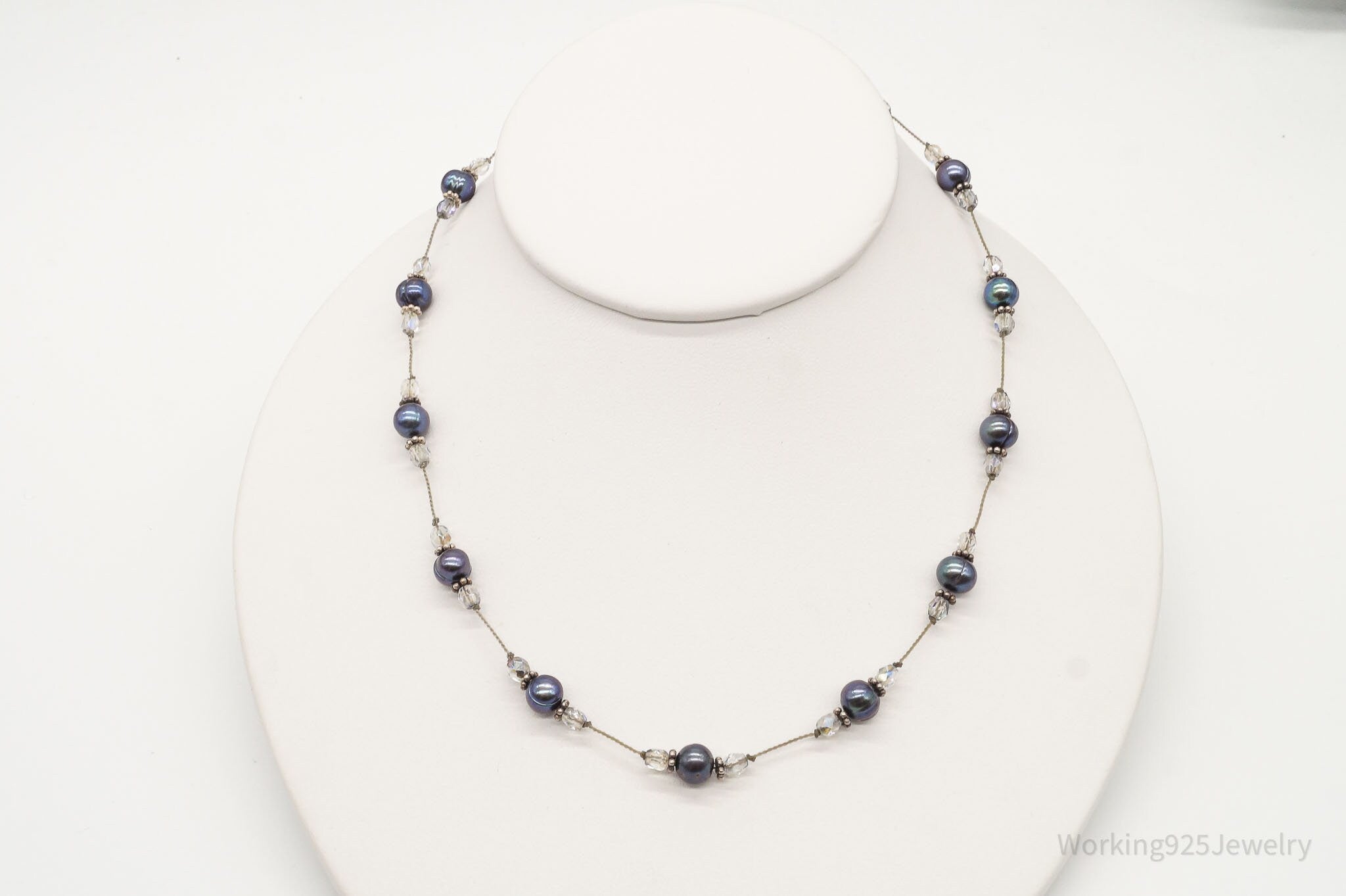 Vintage Tahitian Pearl & Glass Bead Sterling Silver String Necklace | Jewelry > Necklaces > Pendants | Wiccan Center