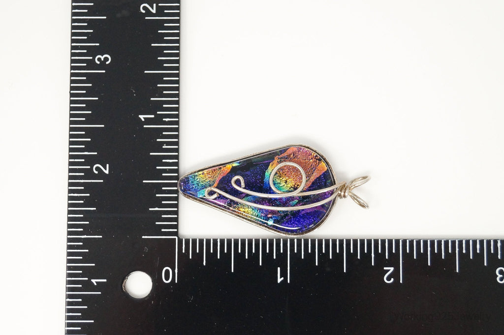 Vintage Large Dichroic Glass Sterling Silver Necklace Pendant | Jewelry > Necklaces > Pendants | Wiccan Center