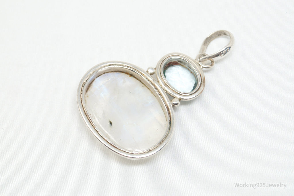 Vintage Blue Topaz Moonstone Sterling Silver Necklace Pendant | Jewelry > Necklaces > Pendants | Wiccan Center